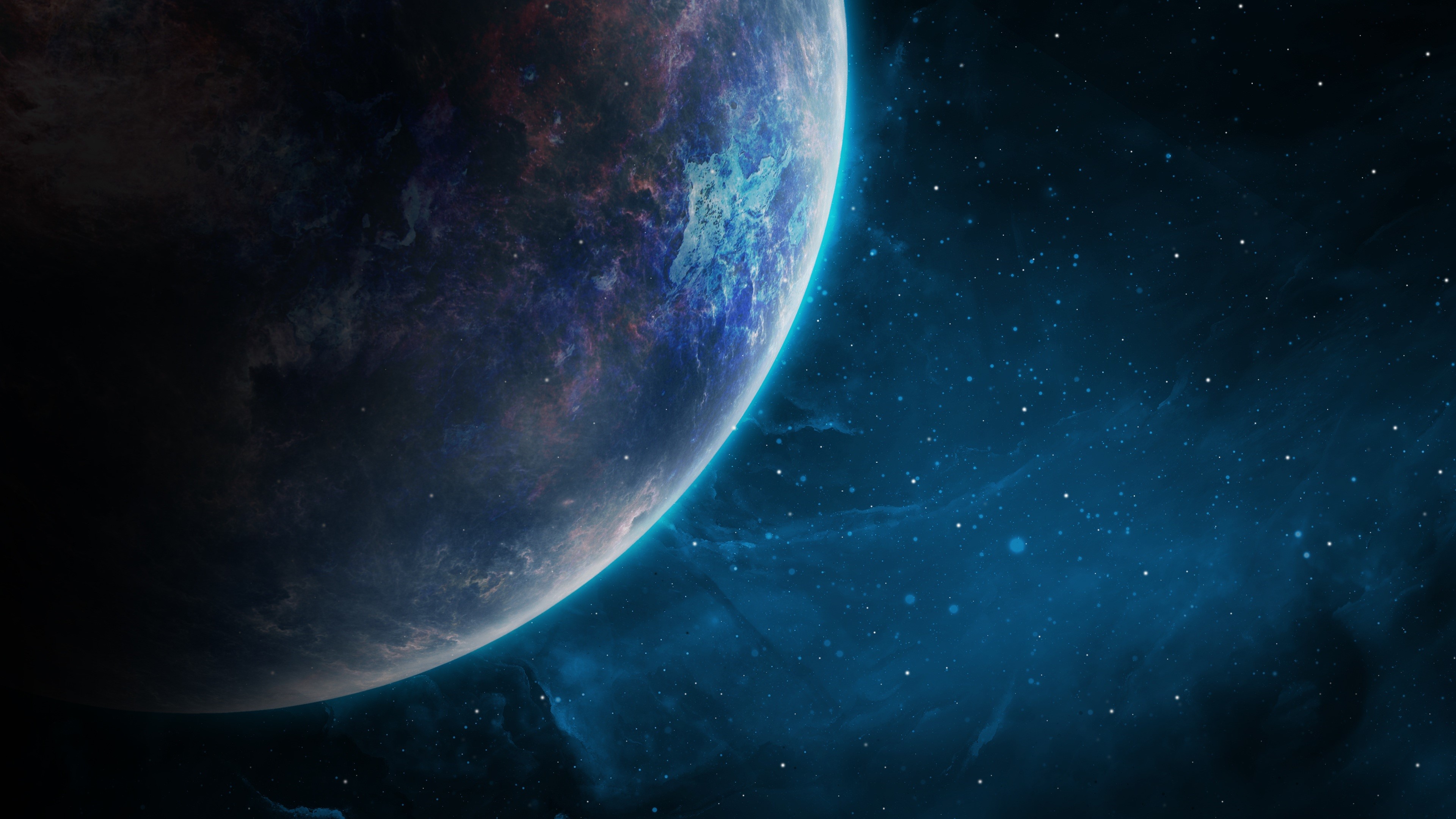 4K Planet in Space with Stars and Nebula HD Wallpaper