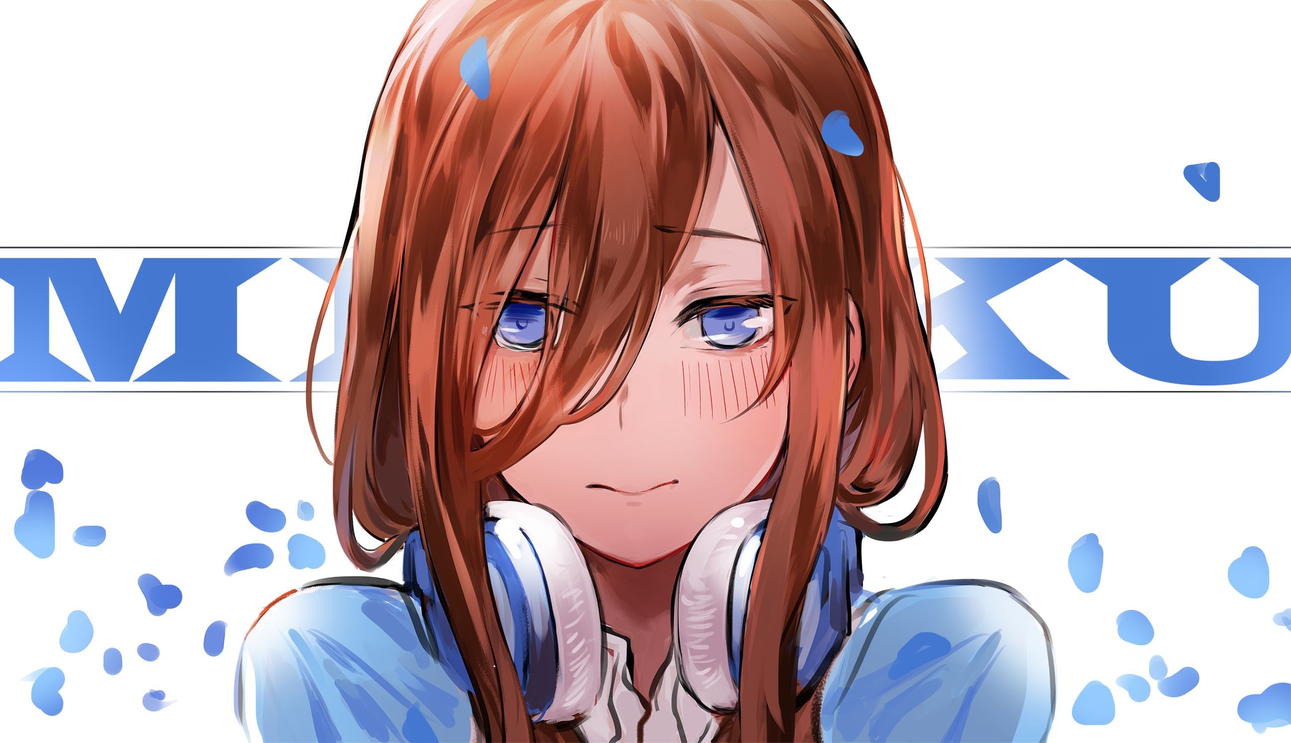 Nakano Miku from 5-toubun no Hanayome with headphones HD Wallpaper