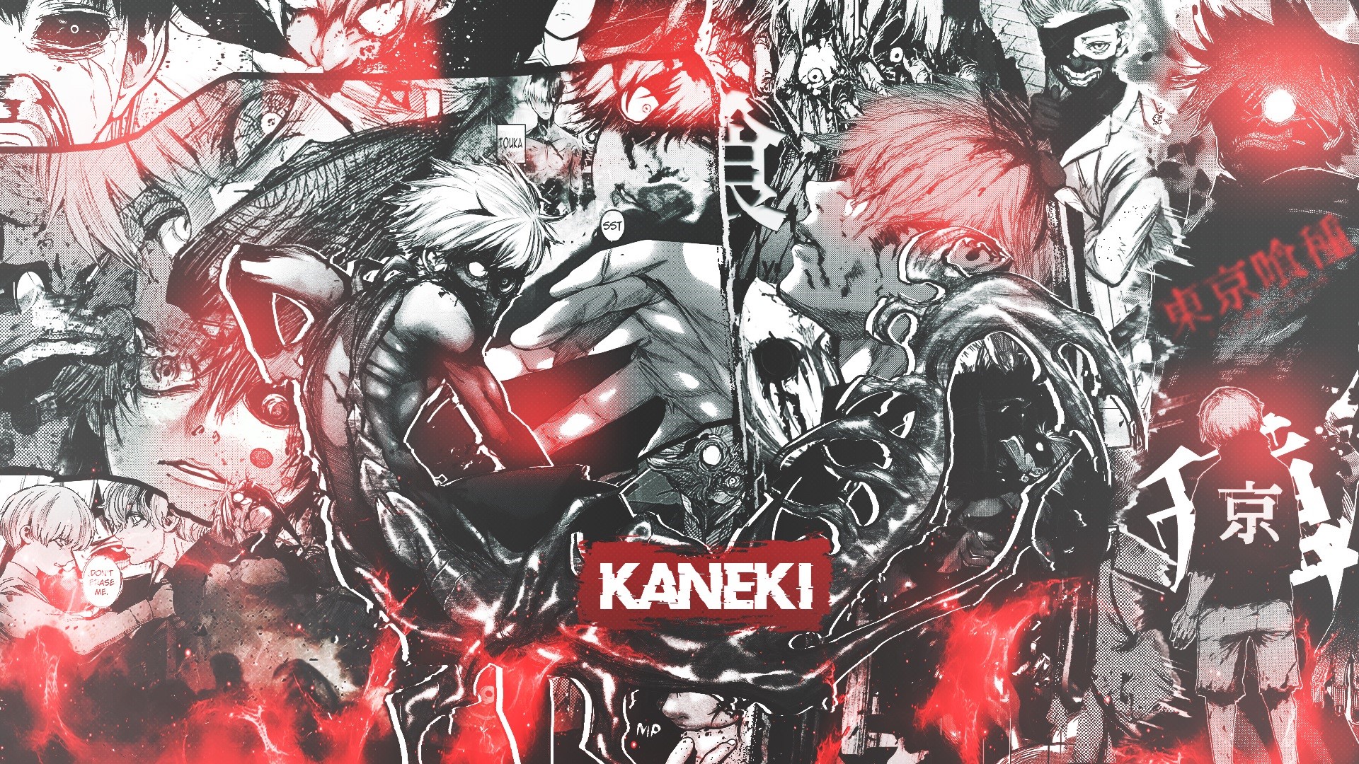 Kaneki Ken from Tokyo Ghoul Collage HD Wallpaper