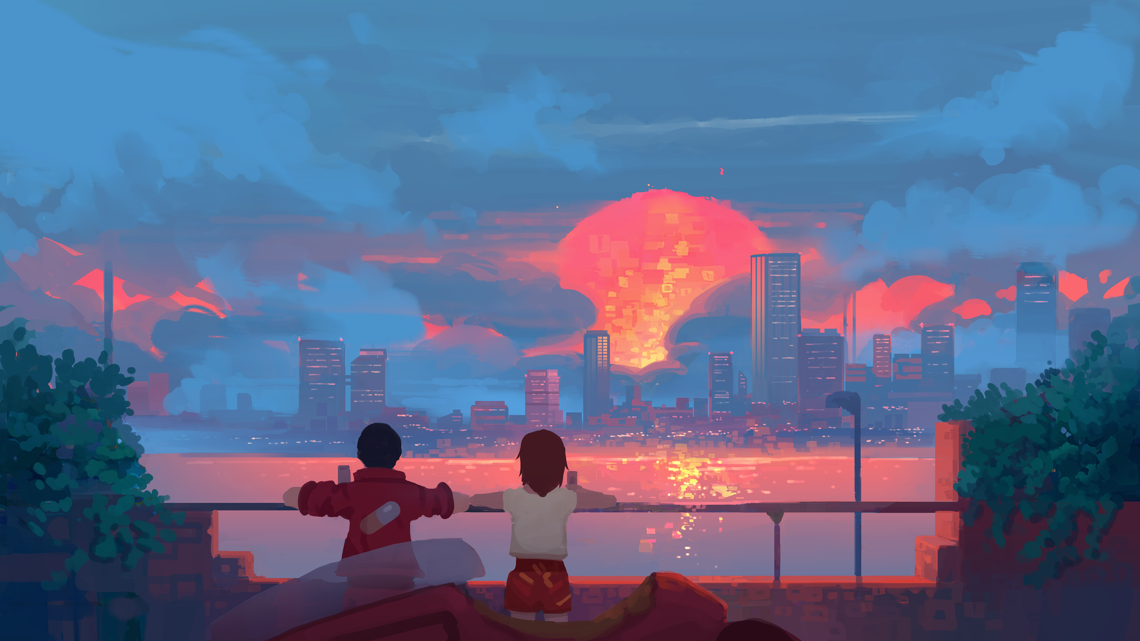 4K Sunset Cityscape Artwork HD Wallpaper