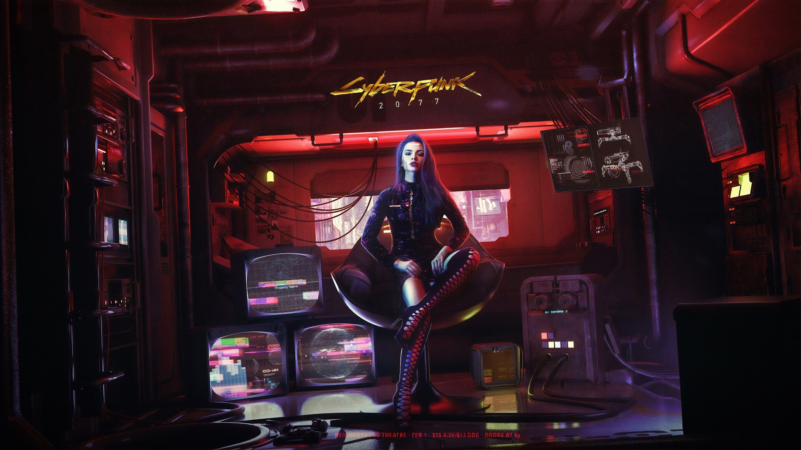 Woman in chair from Cyberpunk 2077 HD Wallpaper