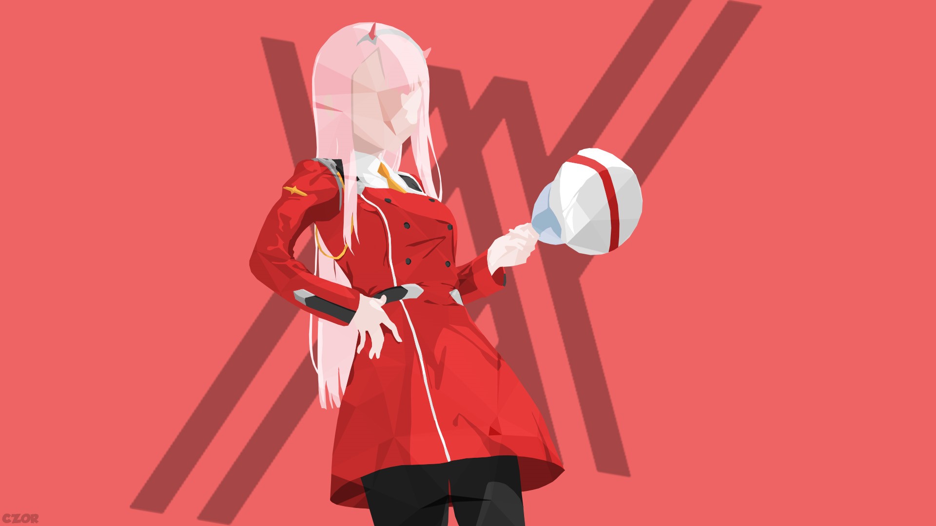 Zero Two from Darling in the FranXX minimalist art HD Wallpaper