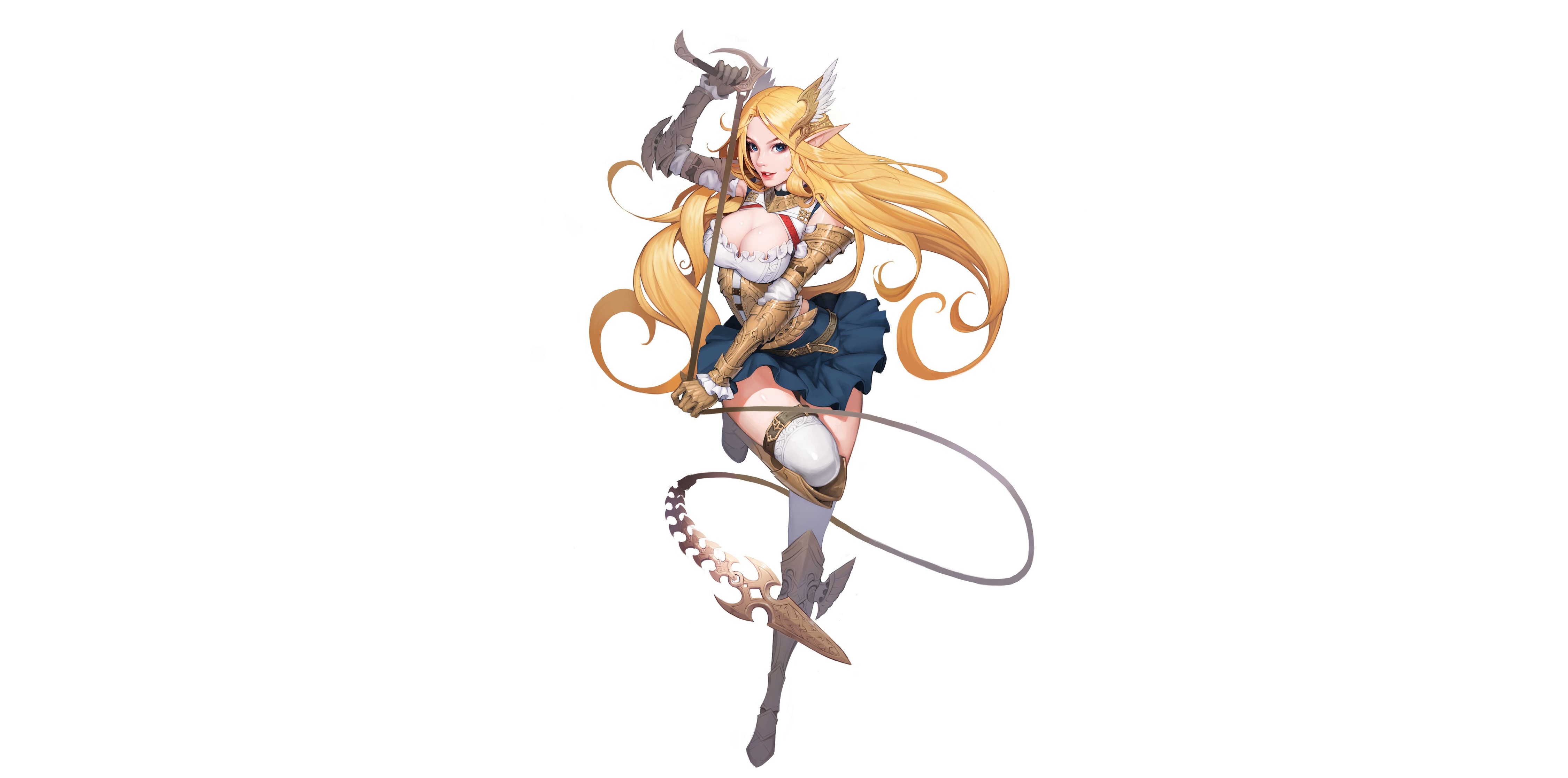 Fantasy girl with blonde hair and whip HD Wallpaper