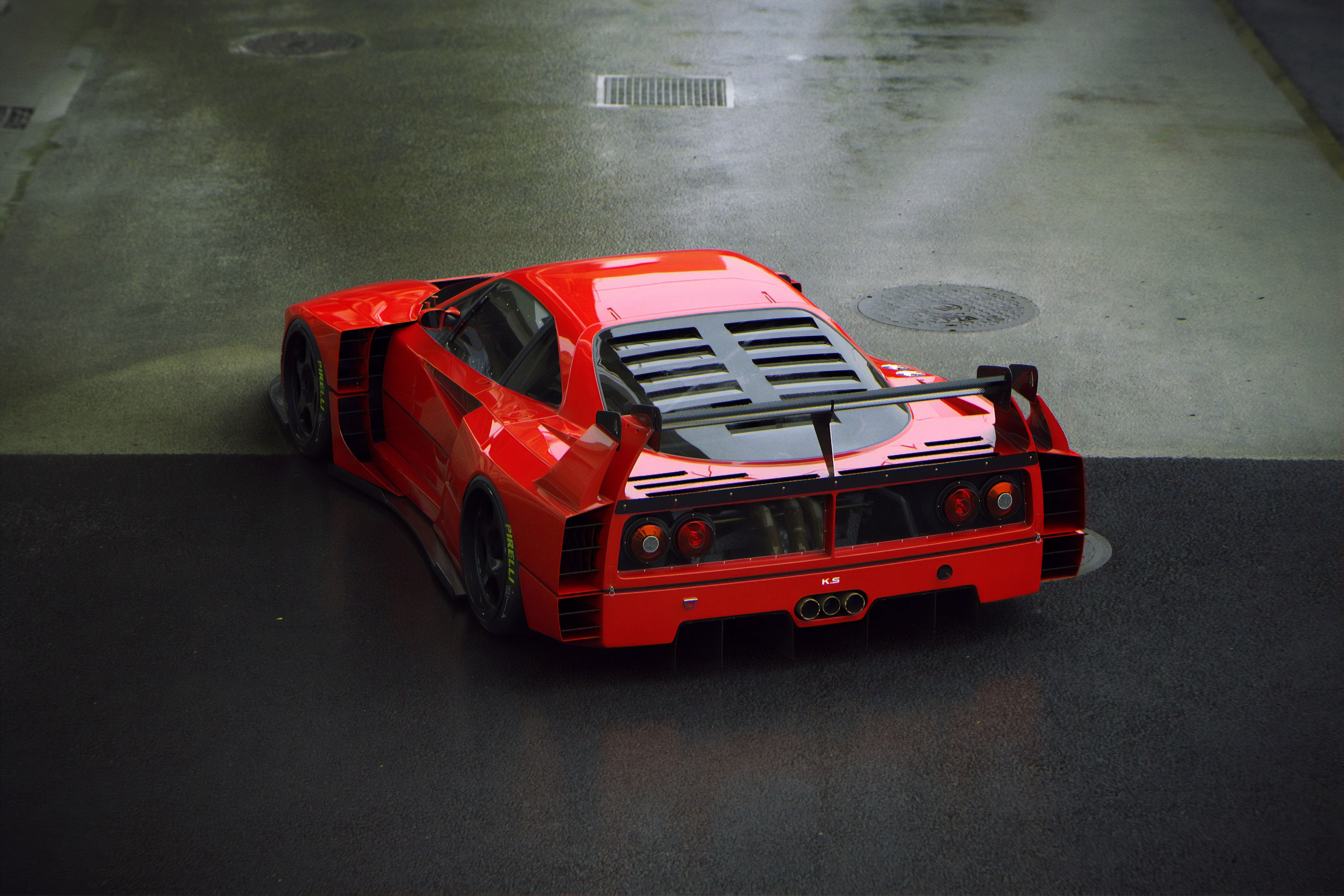 Red Ferrari F40 by Khyzyl Saleem HD Wallpaper