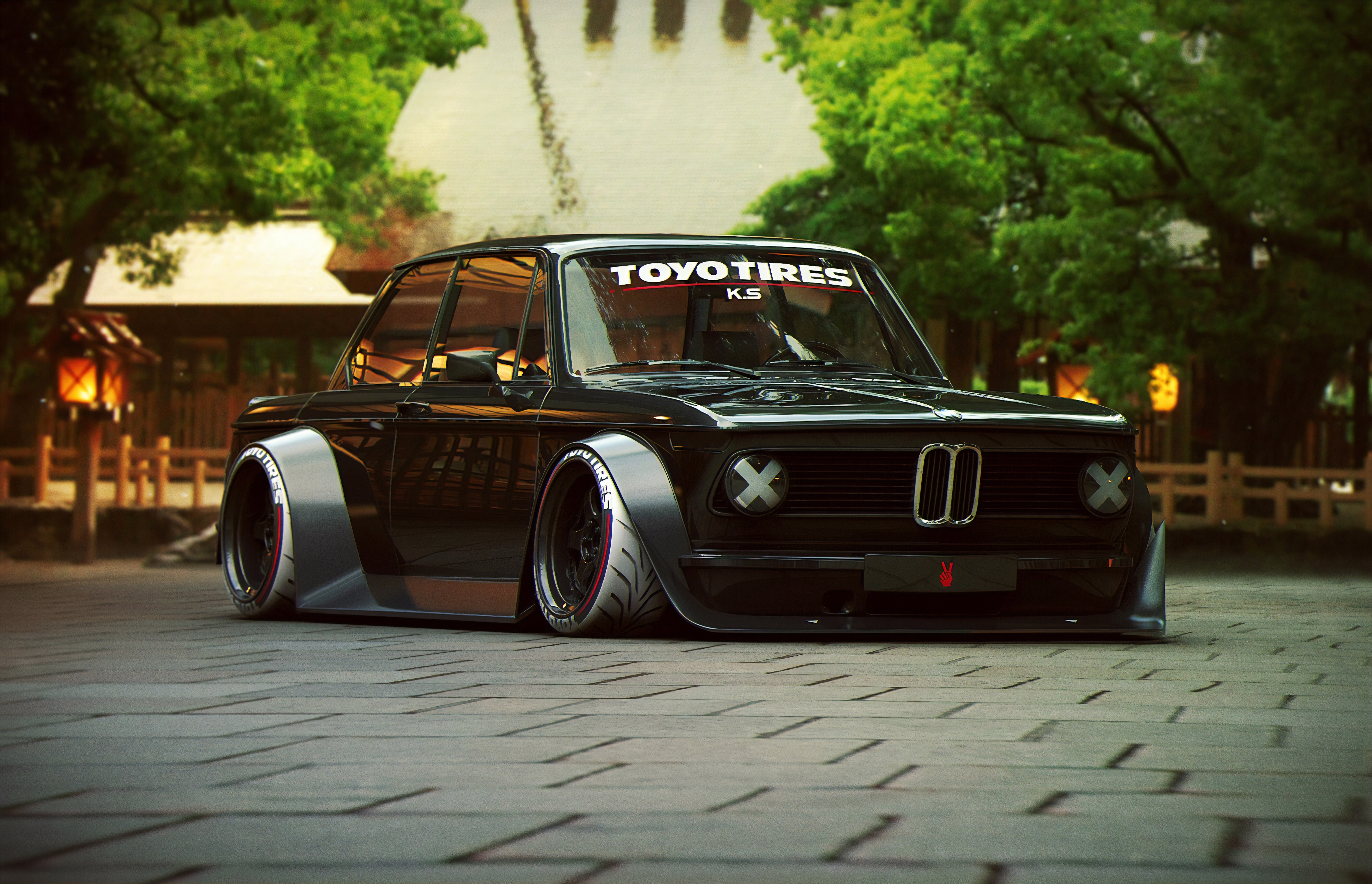 4K render of a custom black BMW 2002 by Khyzyl Saleem HD Wallpaper
