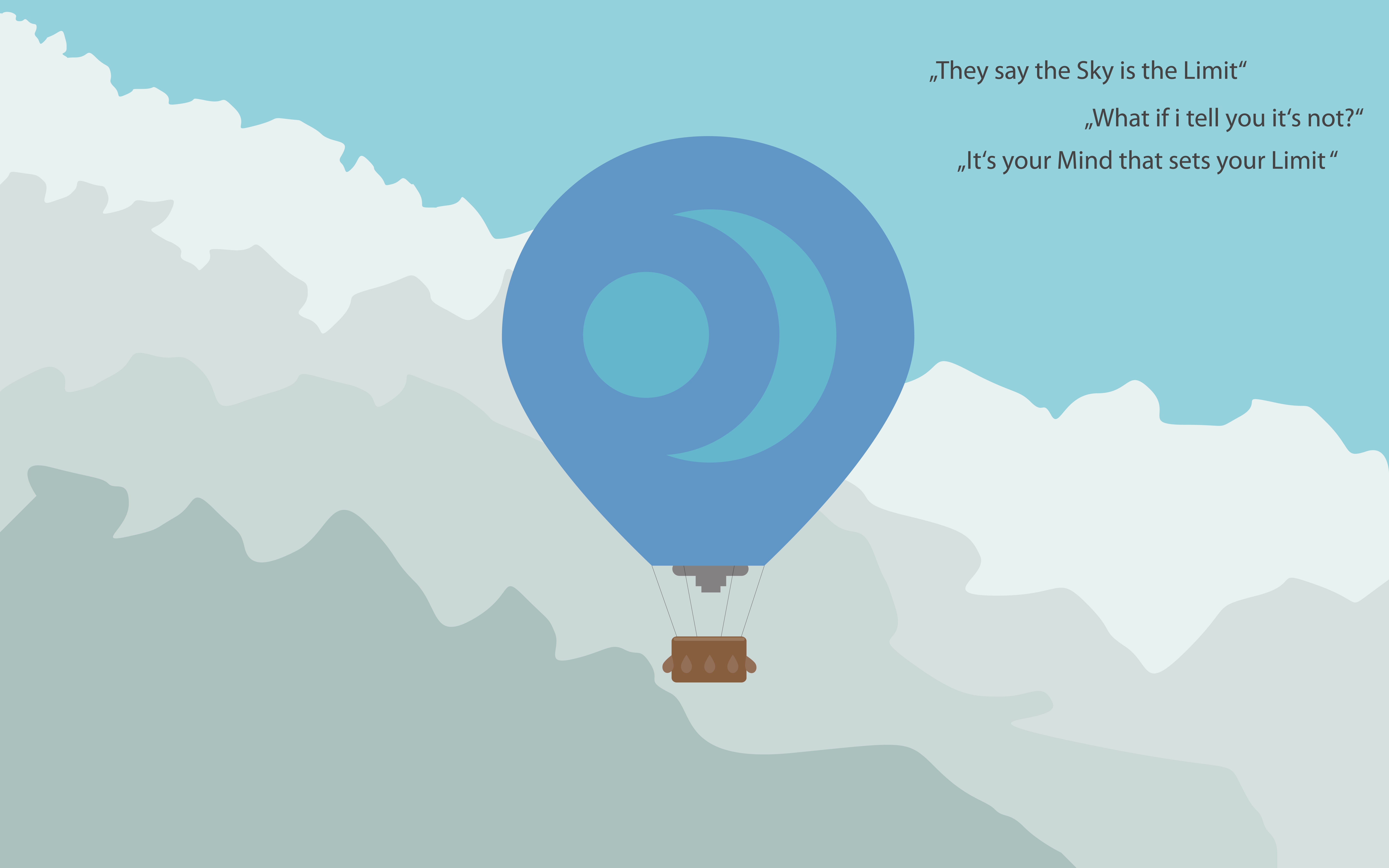Hot air balloon flying above clouds with motivational quote HD Wallpaper