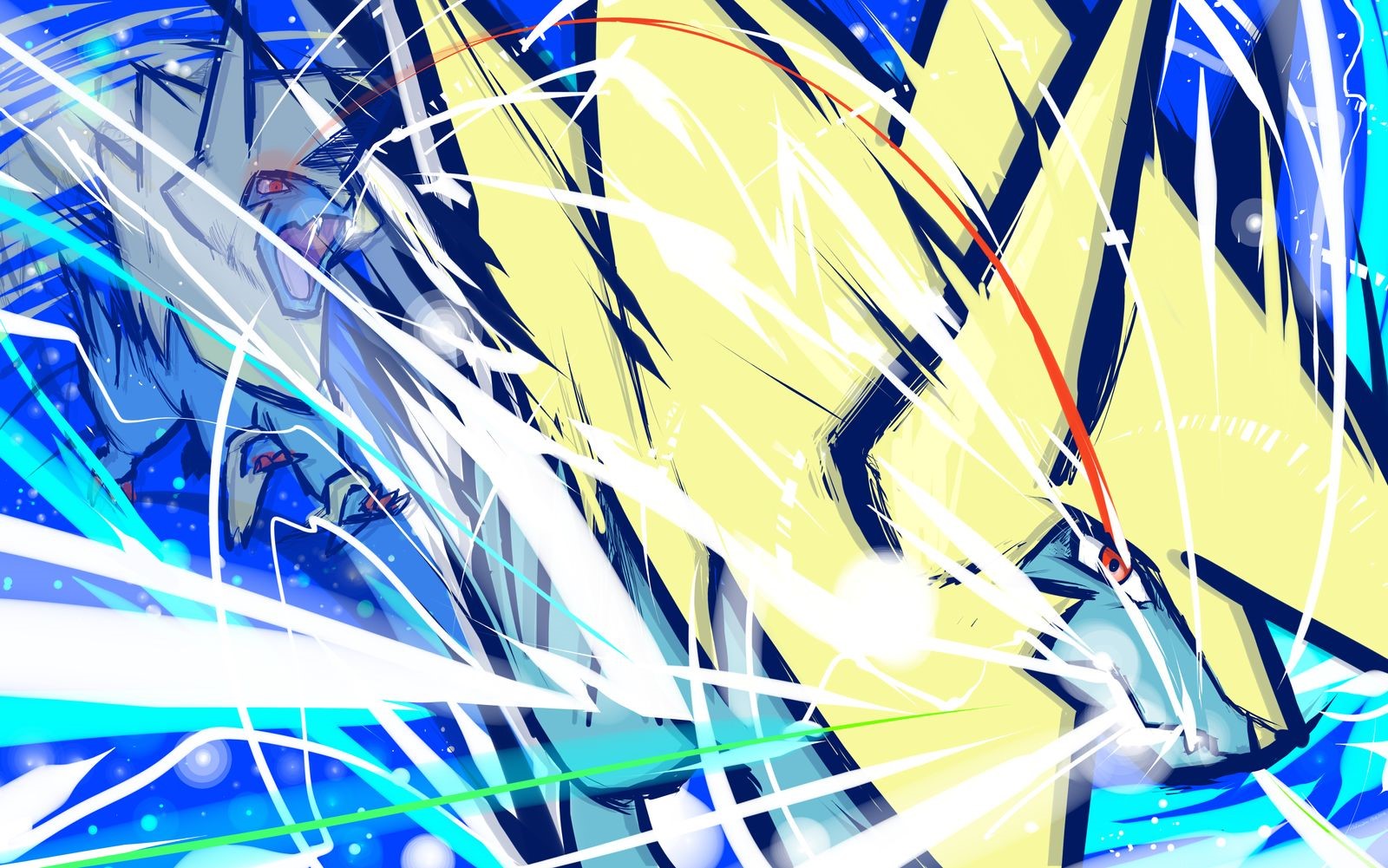Manectric from Pokémon clashing with lightning HD Wallpaper