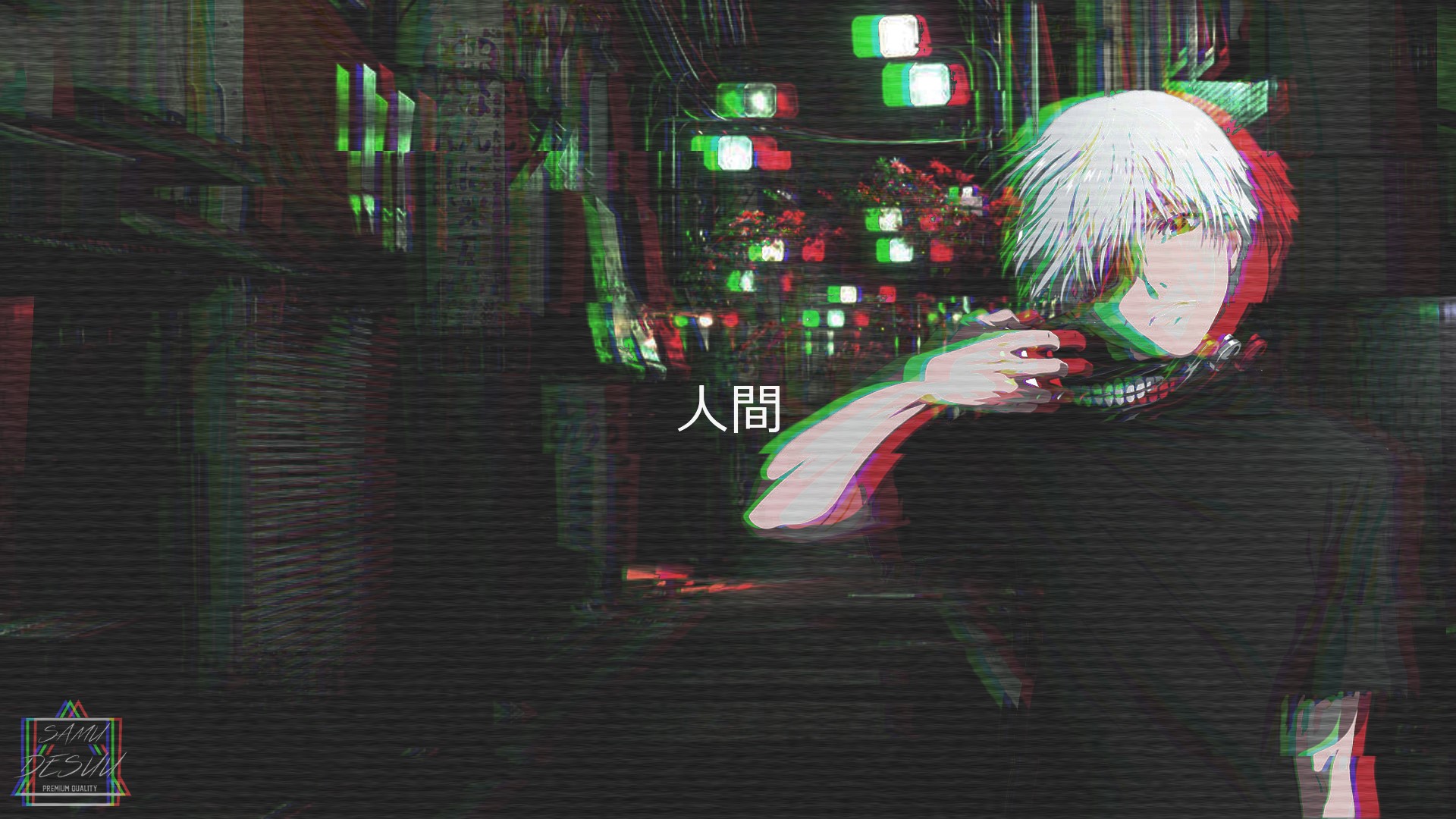 Kaneki Ken from Tokyo Ghoul with glitch effect HD Wallpaper