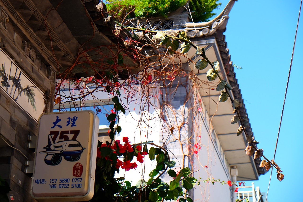 Dali 757 airplane sign on Chinese architecture HD Wallpaper