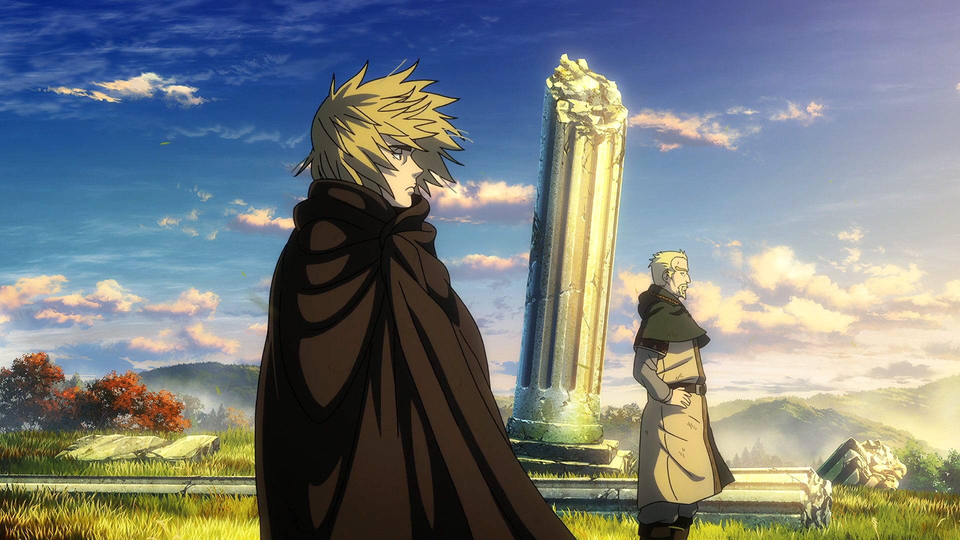 Thorfinn and Askeladd from Vinland Saga in ruins HD Wallpaper
