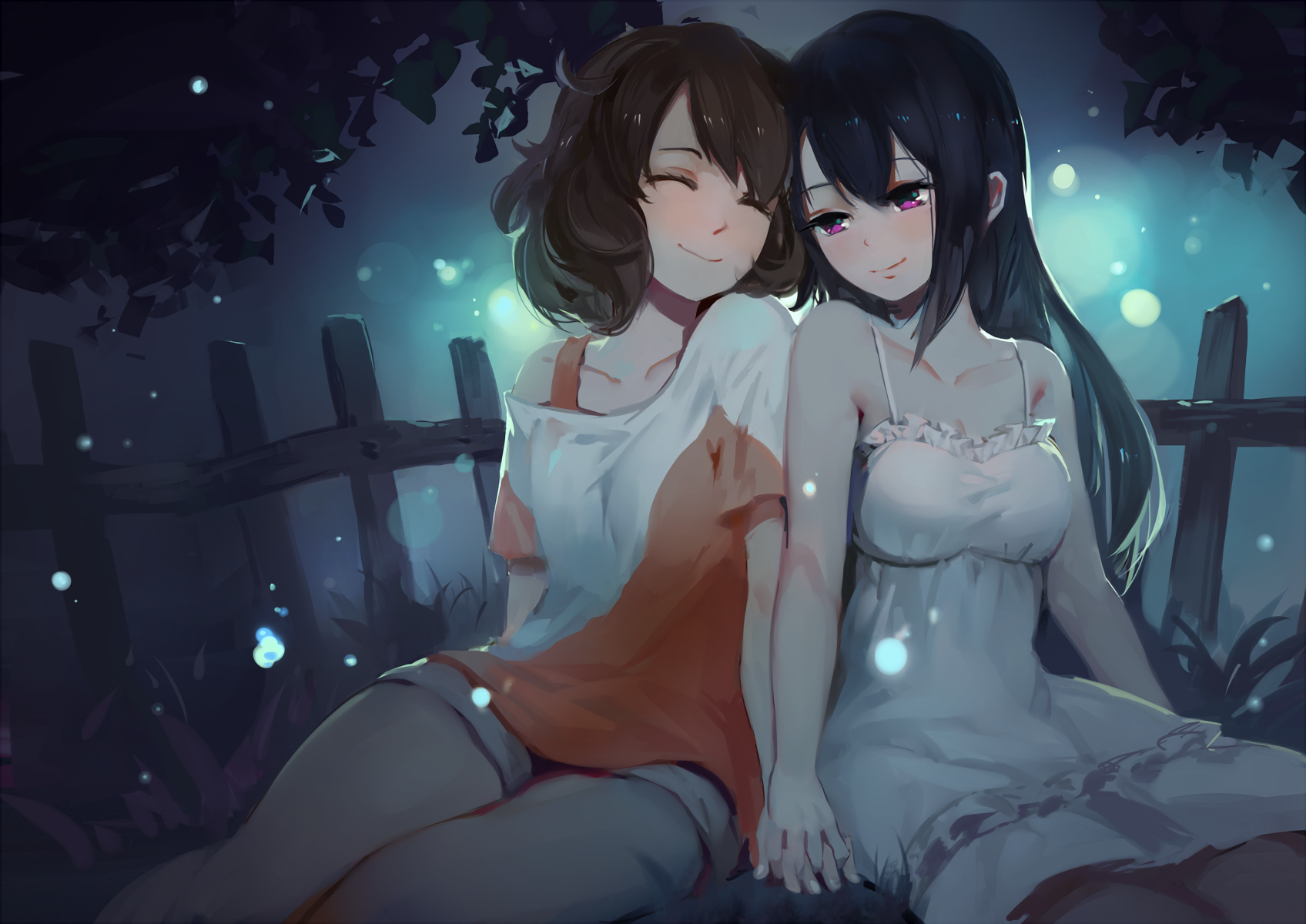 Kumiko and Reina from Hibike! Euphonium at night HD Wallpaper