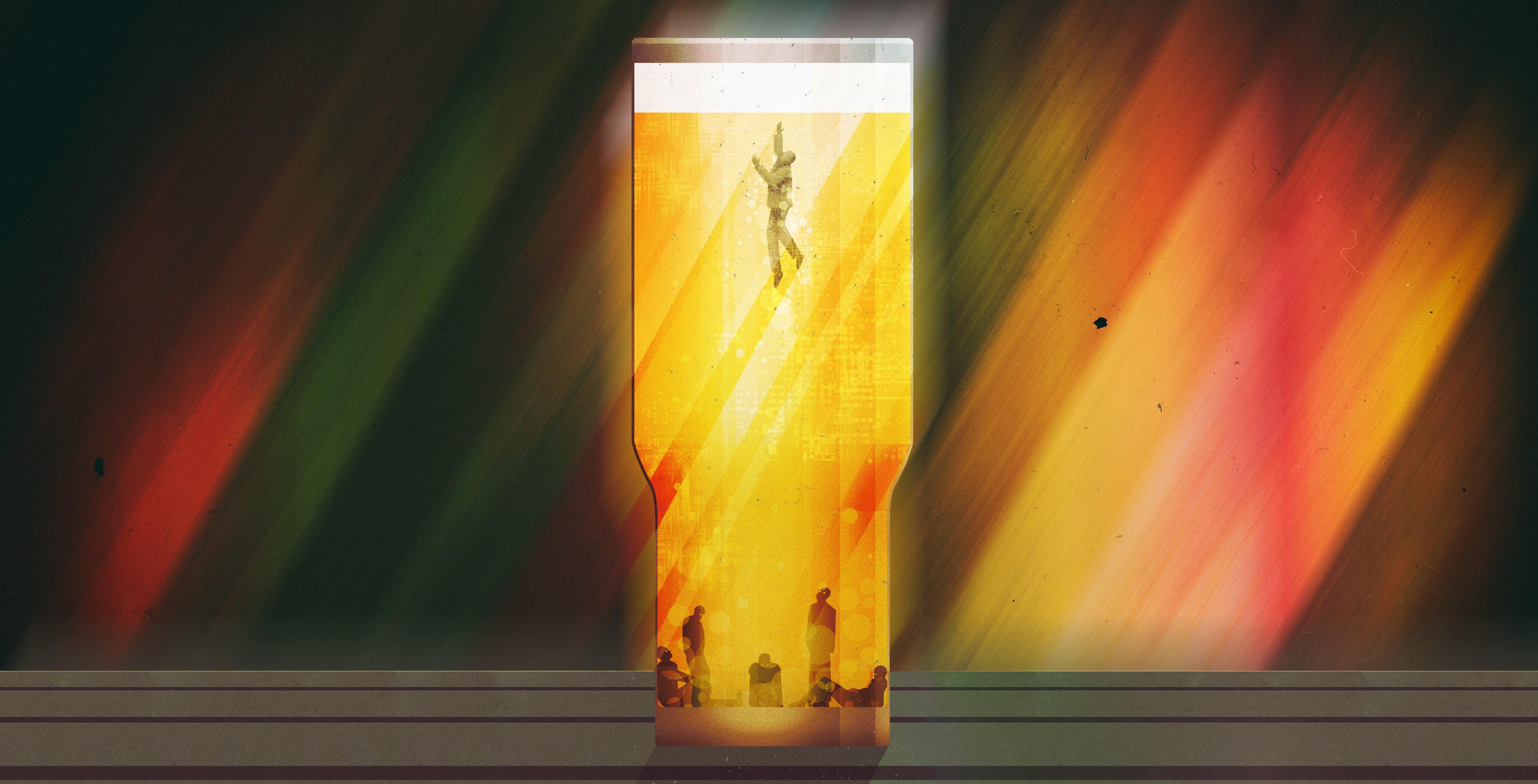 Abstract artwork of a person in a beer glass HD Wallpaper