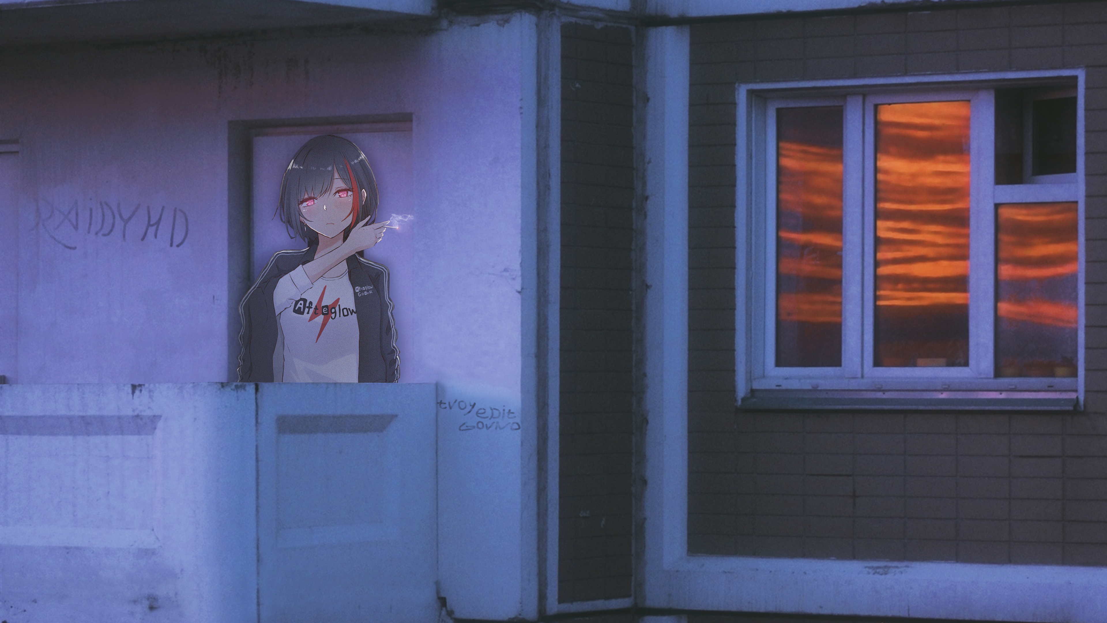 Ran Mitake from BanG Dream! in an apartment HD Wallpaper