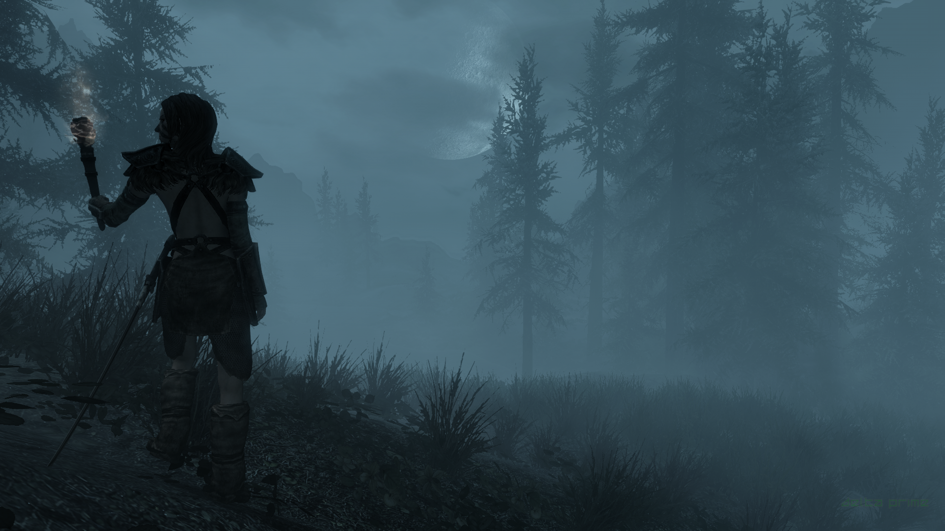 Aela the Huntress from The Elder Scrolls V: Skyrim in a misty forest HD Wallpaper