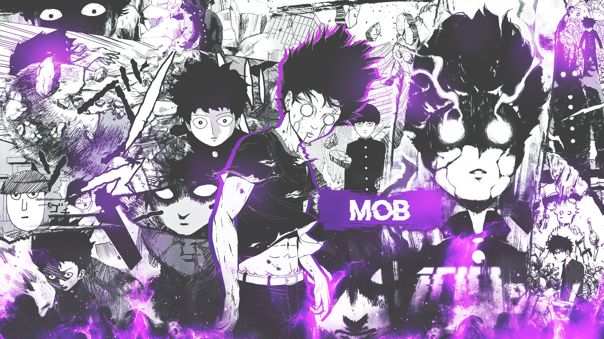 Mob Psycho 100 Collage featuring Shigeo Kageyama HD Wallpaper