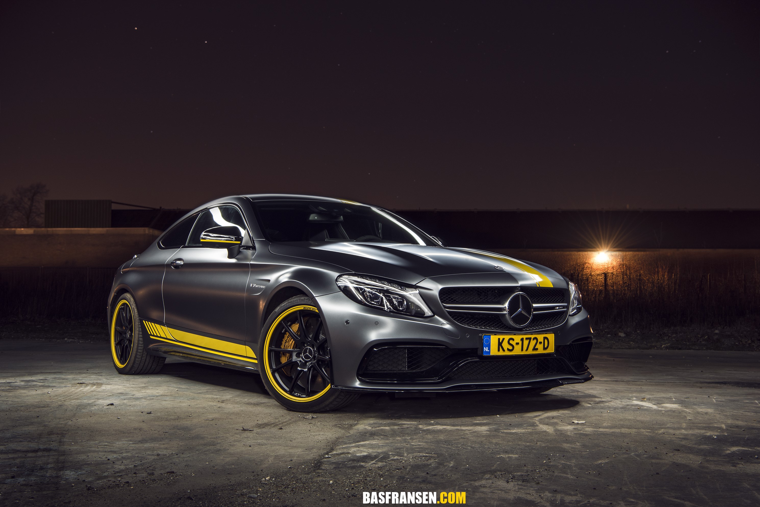Mercedes-AMG C63S Coupe with yellow accents HD Wallpaper