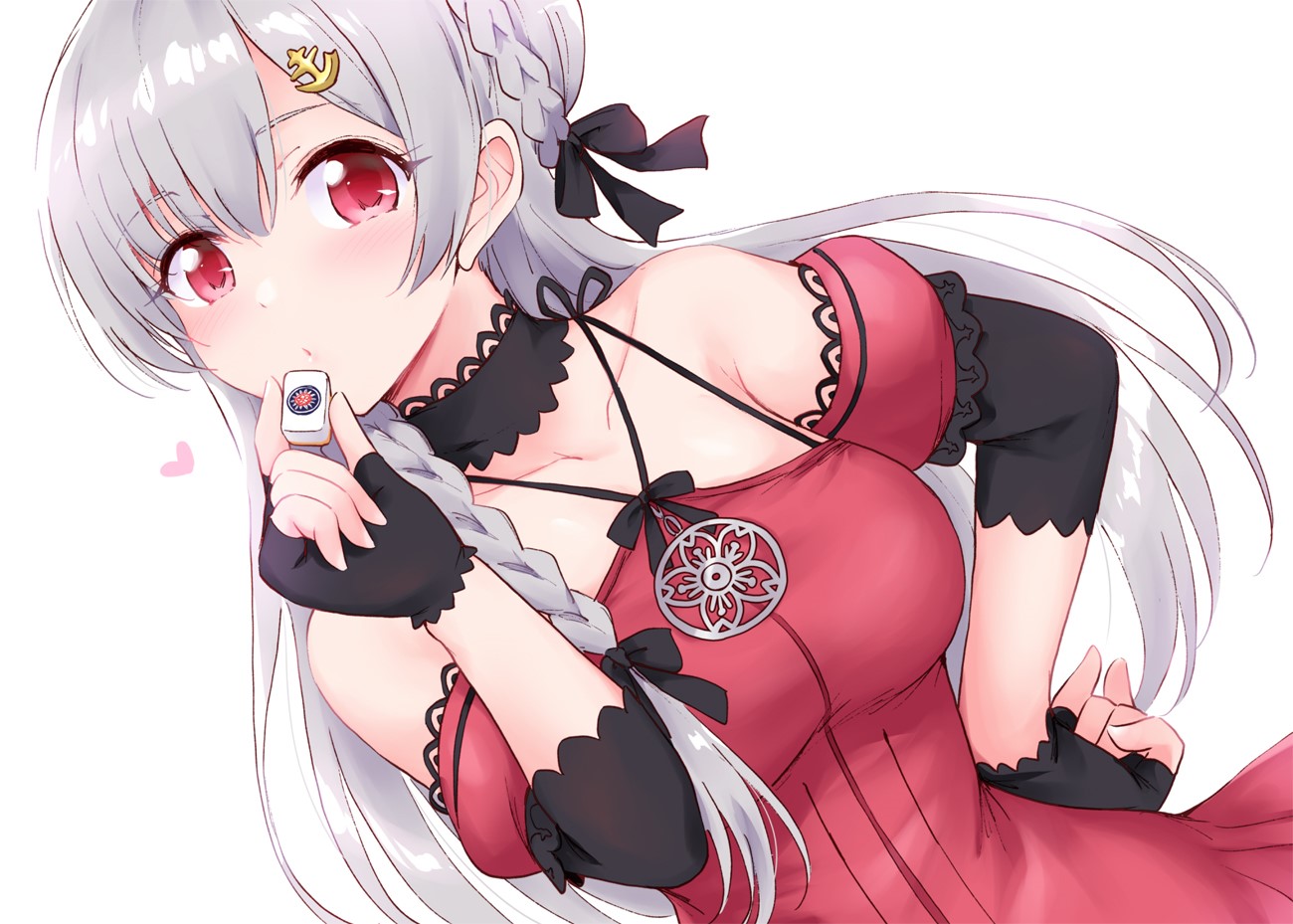 Anime girl with mahjong tile HD Wallpaper
