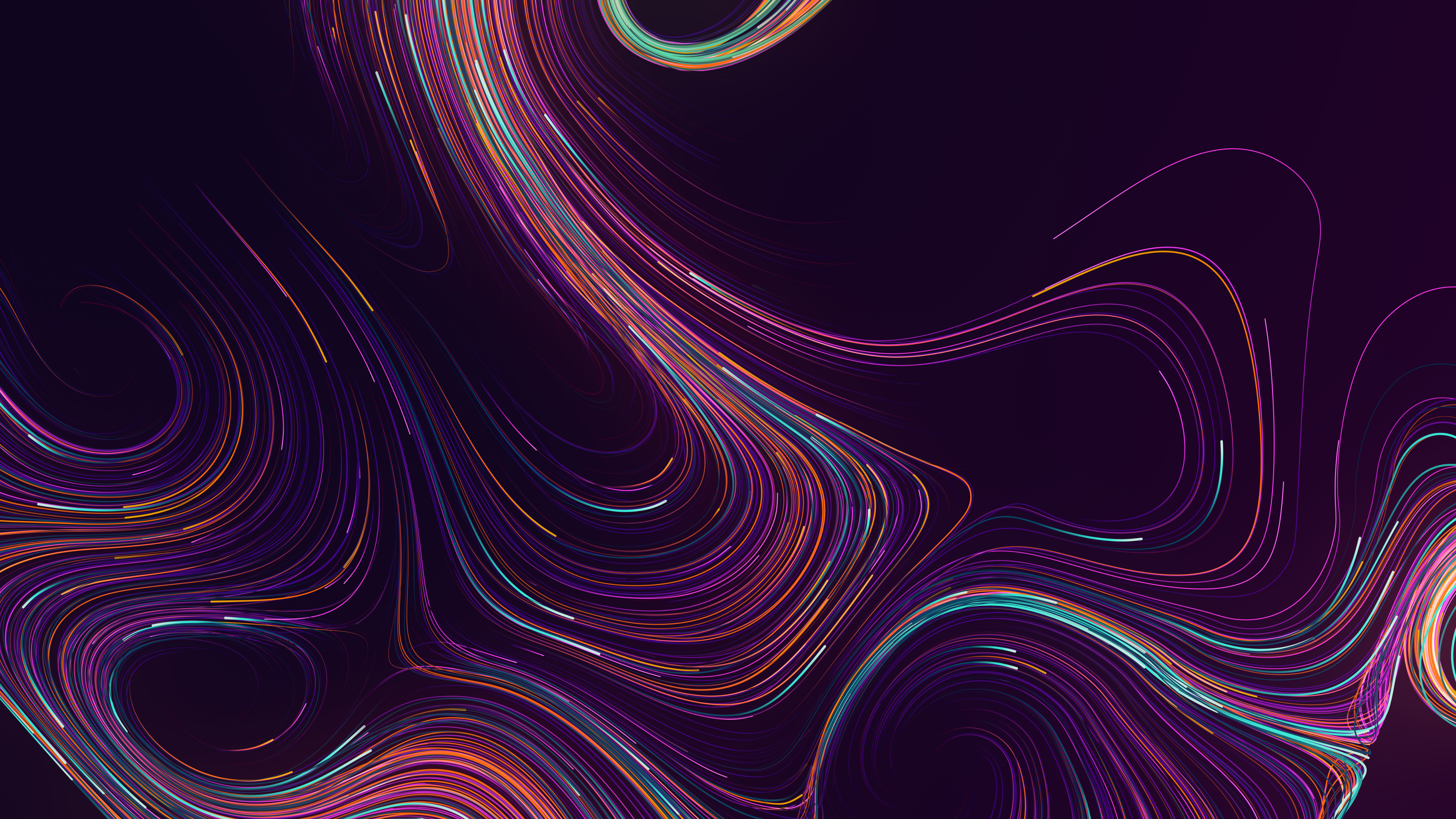Abstract colorful swirling lines on dark background HD Wallpaper