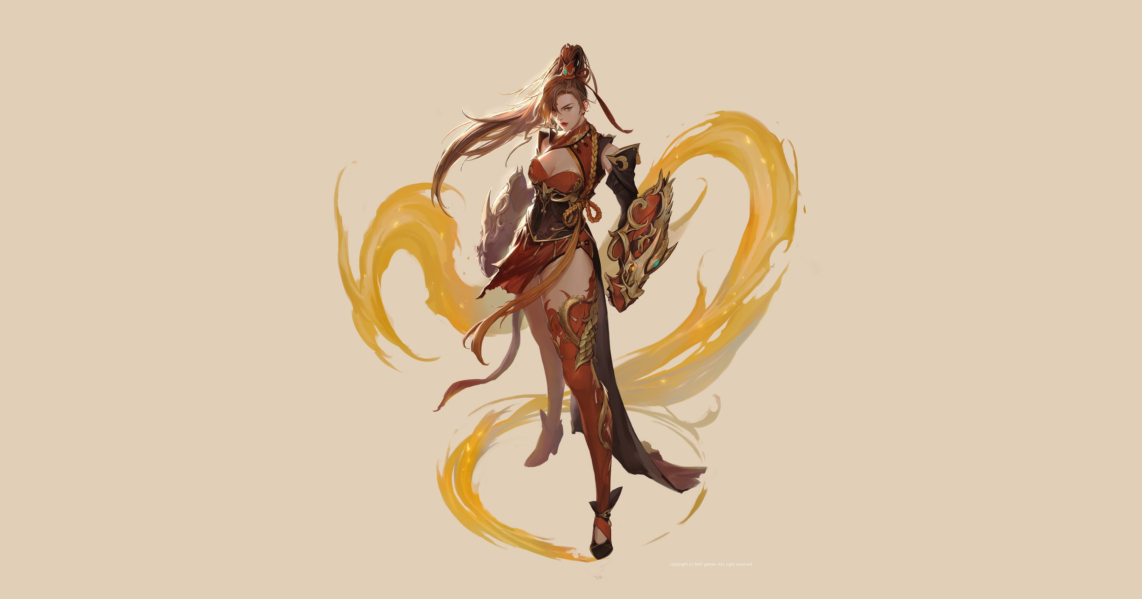 Fantasy girl with fire effects HD Wallpaper