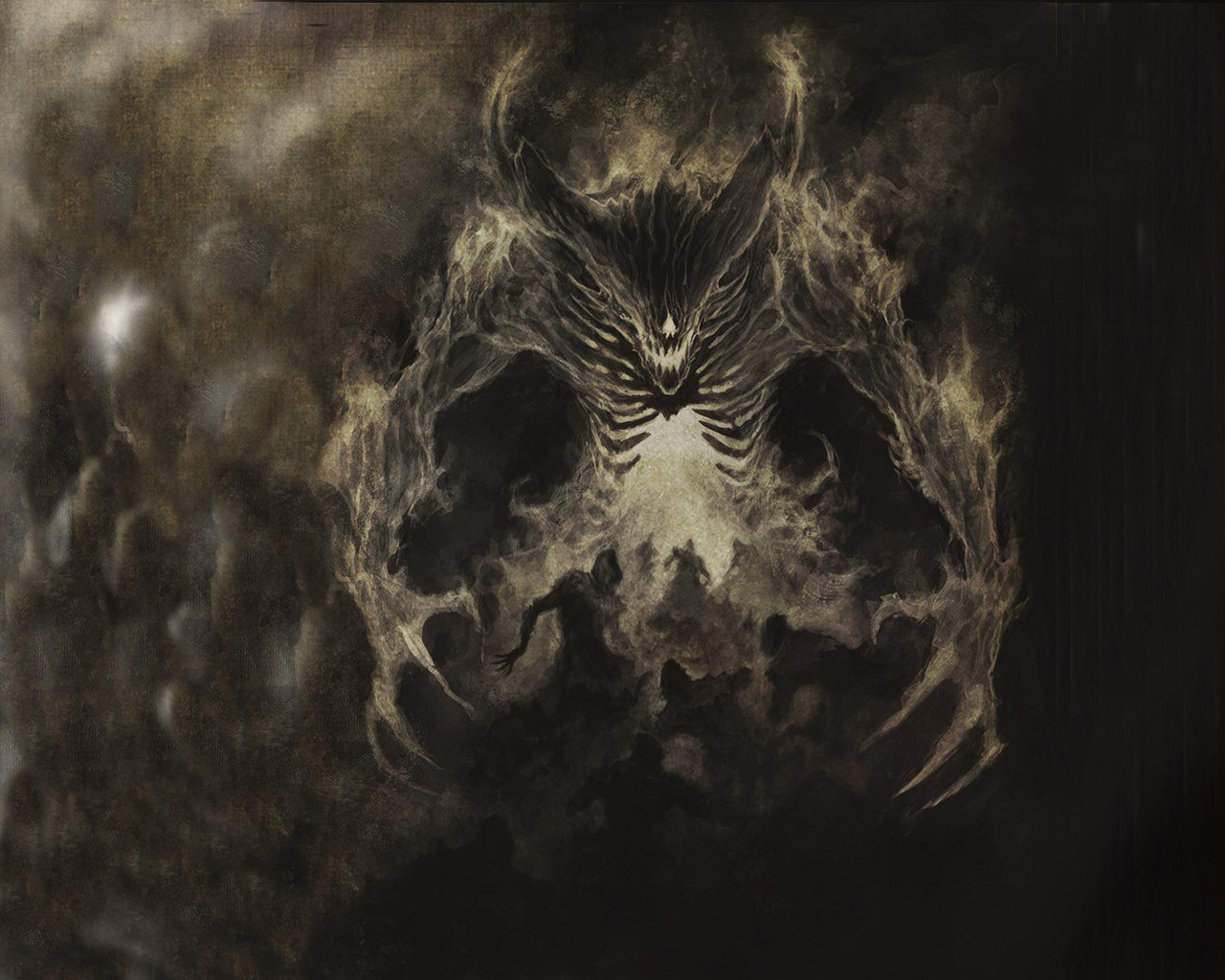 A demonic creature made of smoke and fire HD Wallpaper
