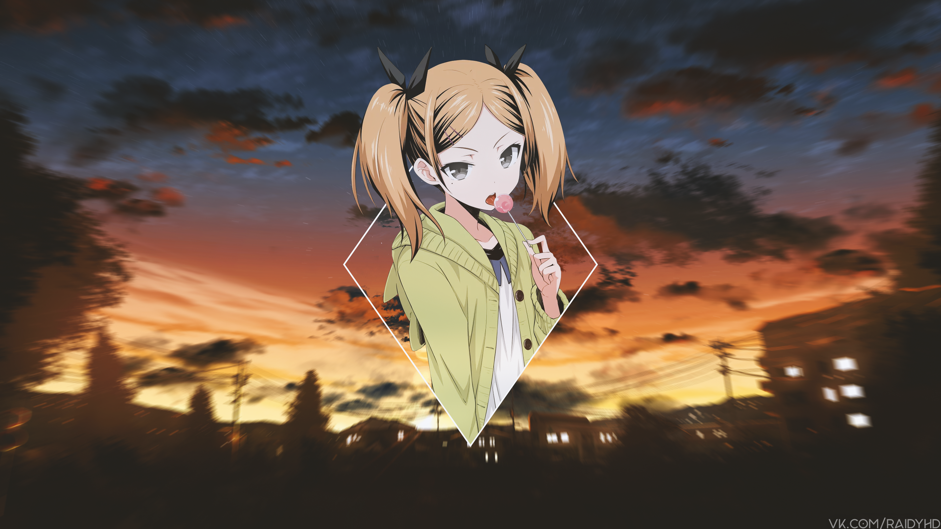 Yano Erika from Shirobako eating a lollipop HD Wallpaper