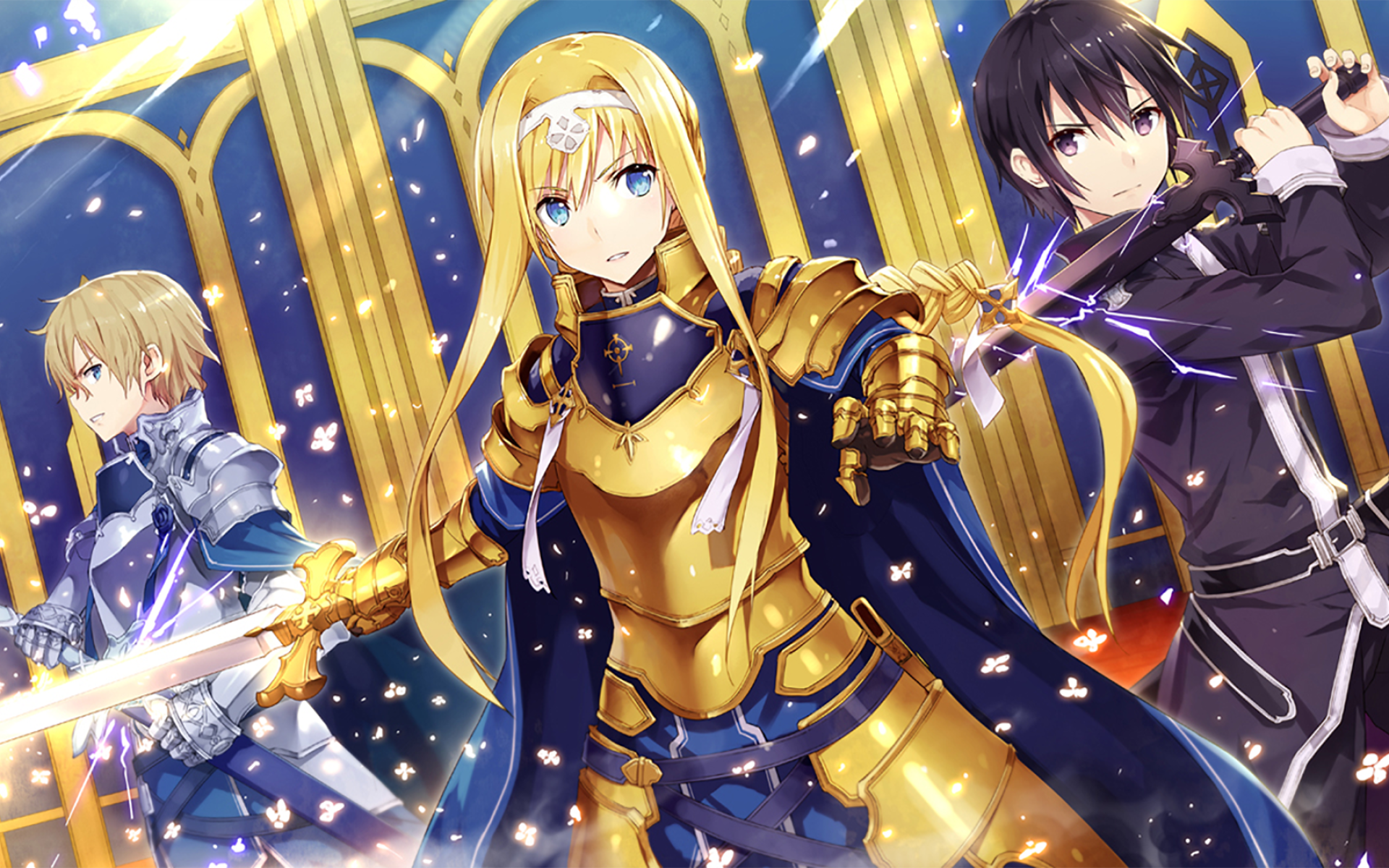 Alice Zuberg, Kirito, and Eugeo from Sword Art Online Alicization HD Wallpaper