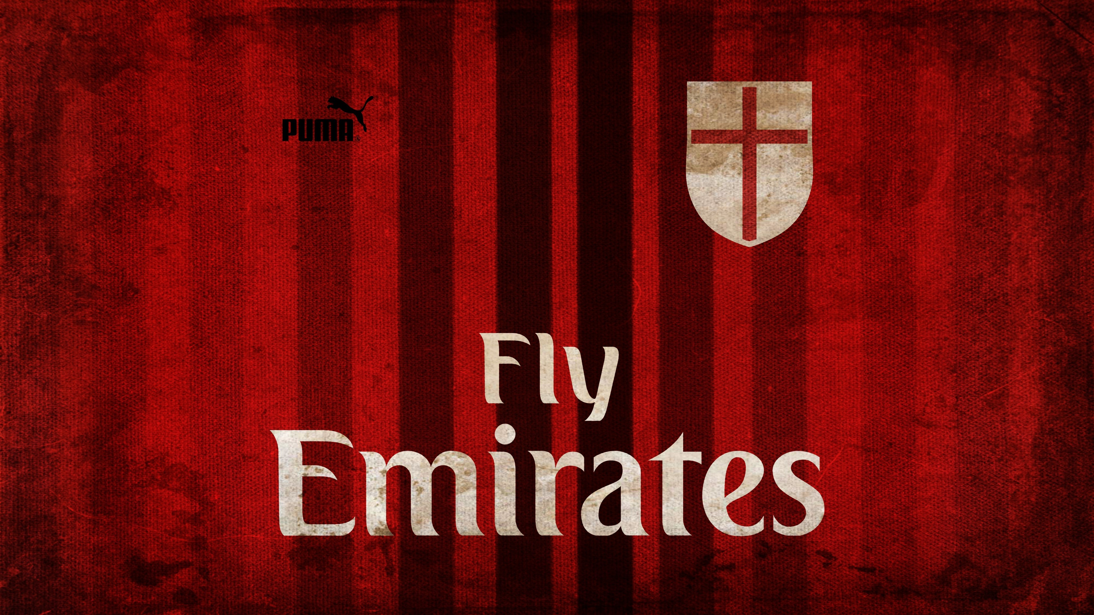 AC Milan Football Club Jersey with Puma and Fly Emirates HD Wallpaper