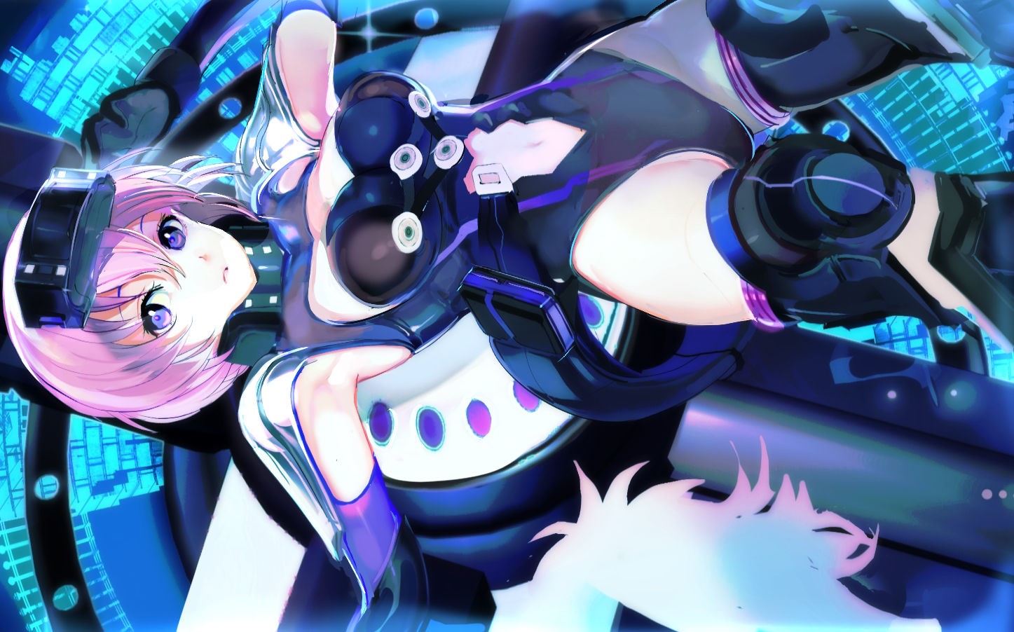 Anime girl with pink hair in futuristic outfit HD Wallpaper