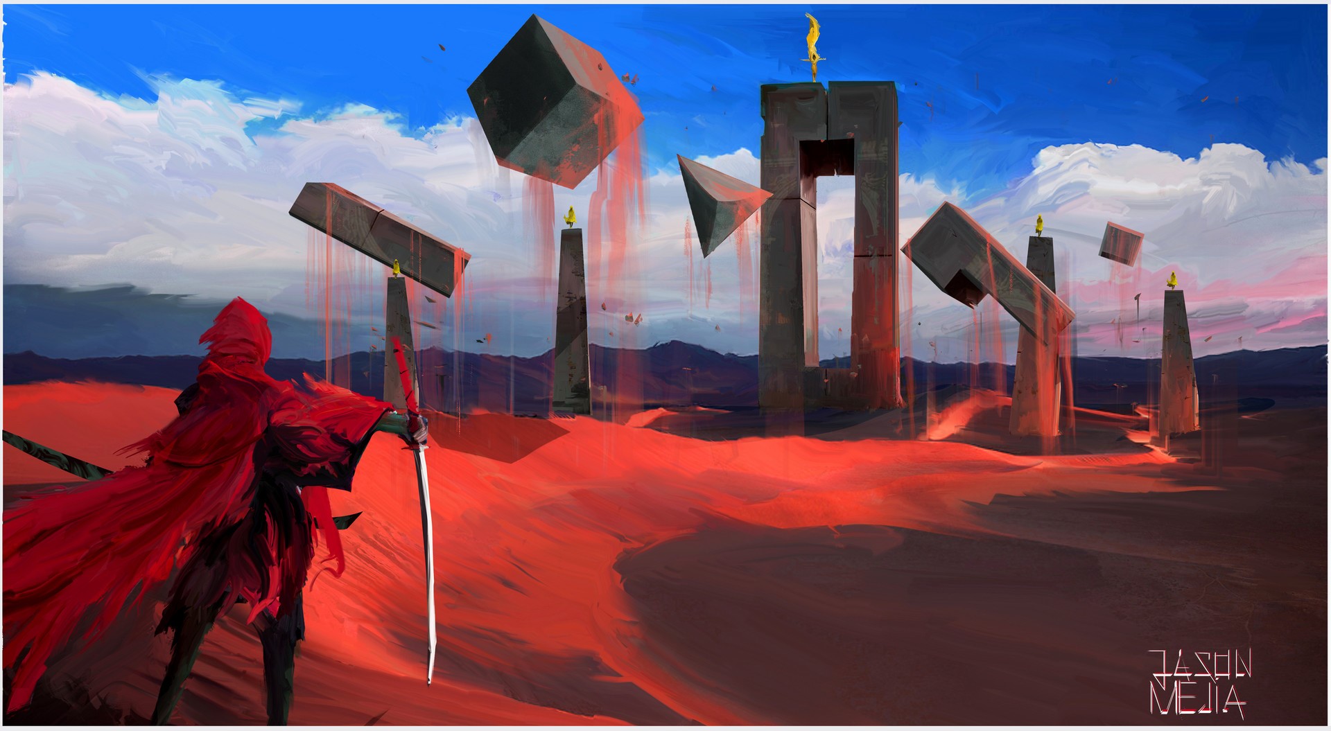 Fantasy art by Jason Mejia with a samurai and katana HD Wallpaper