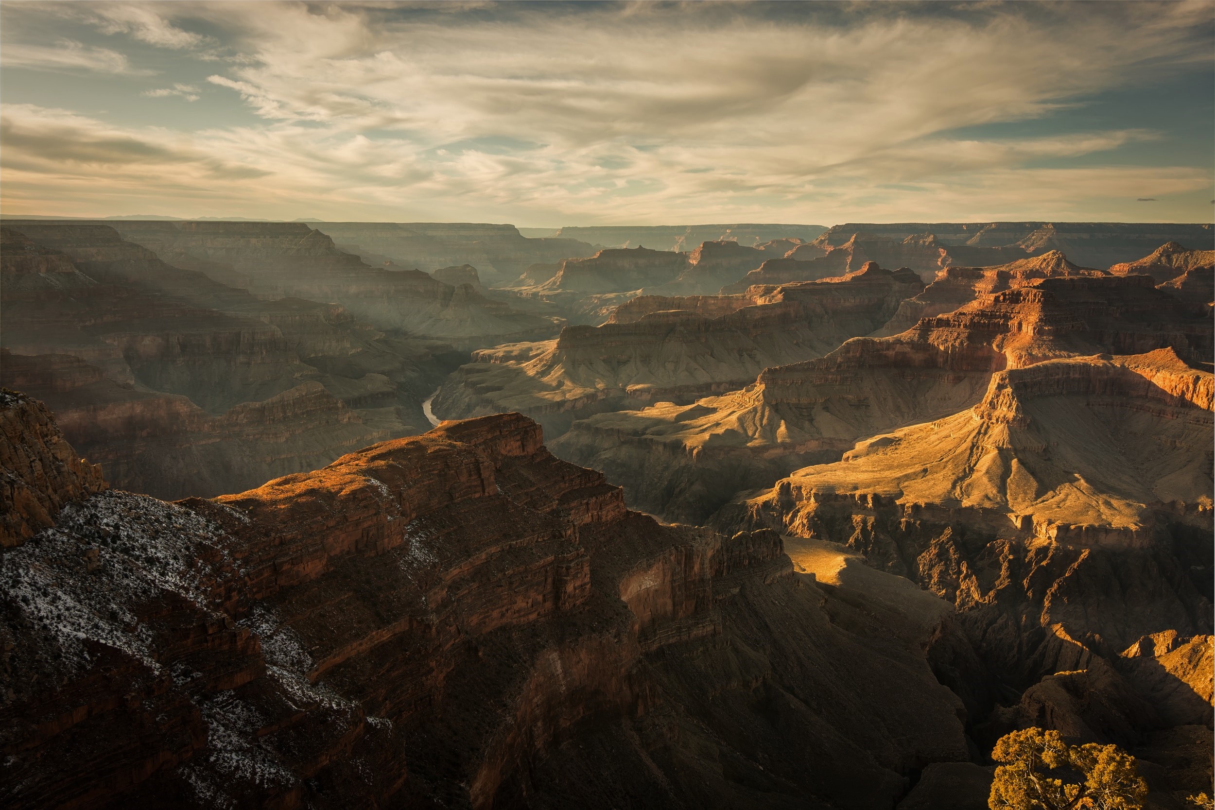 Grand Canyon National Park Valley with River and Clouds HD Wallpaper