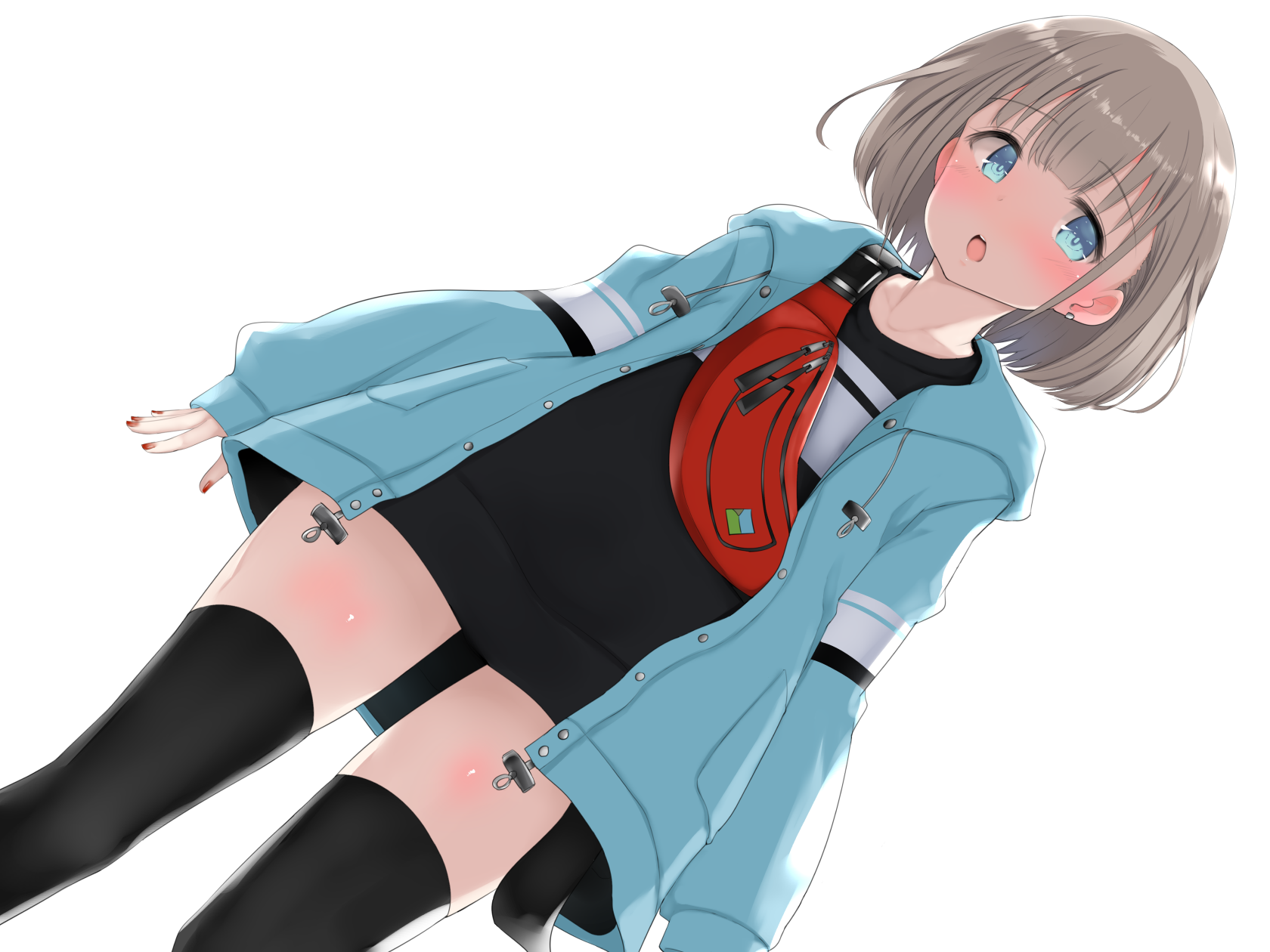 Anime girl with blue eyes and short brown hair HD Wallpaper