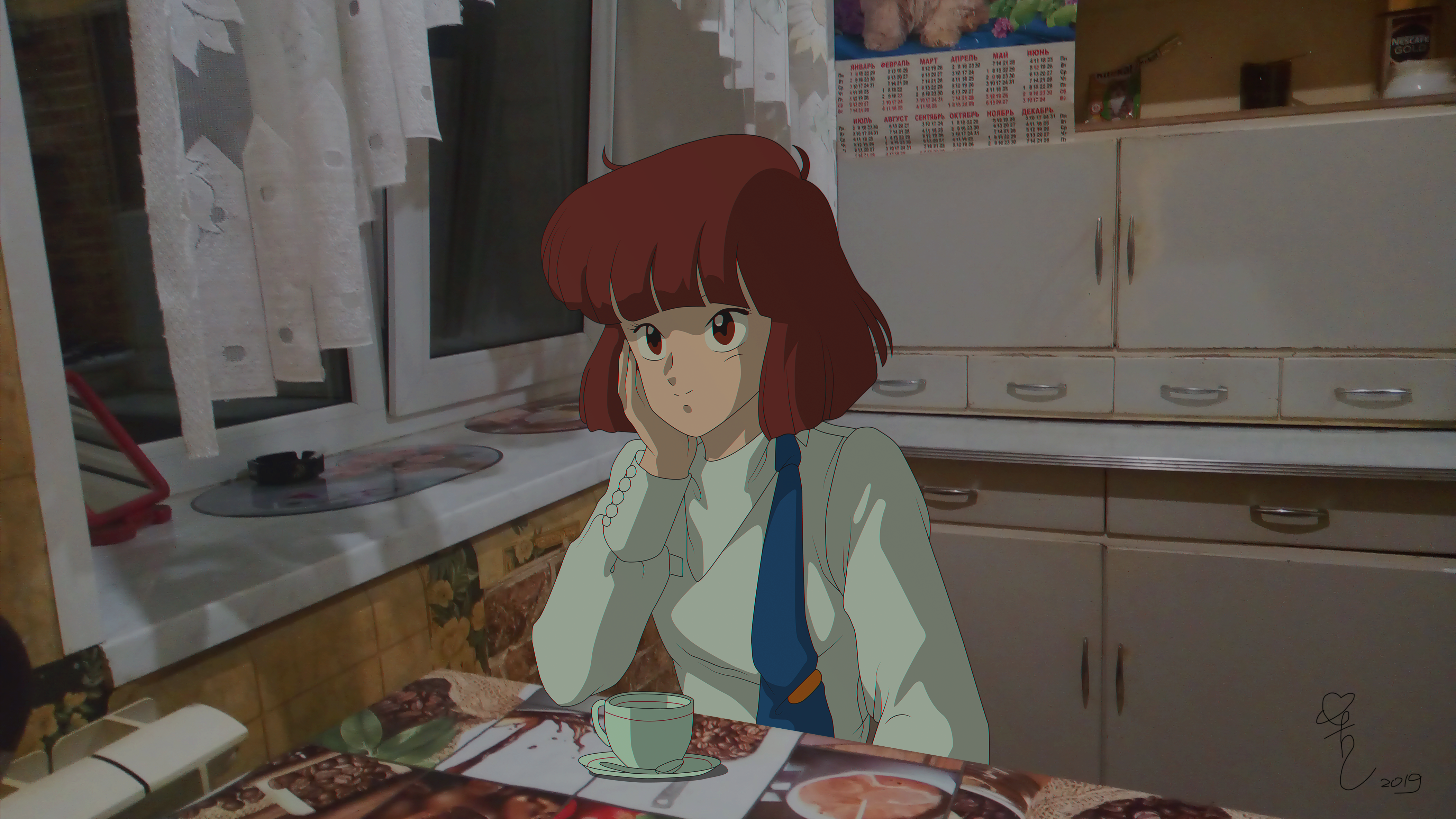 Irene Chang from Bubblegum Crisis in a kitchen HD Wallpaper