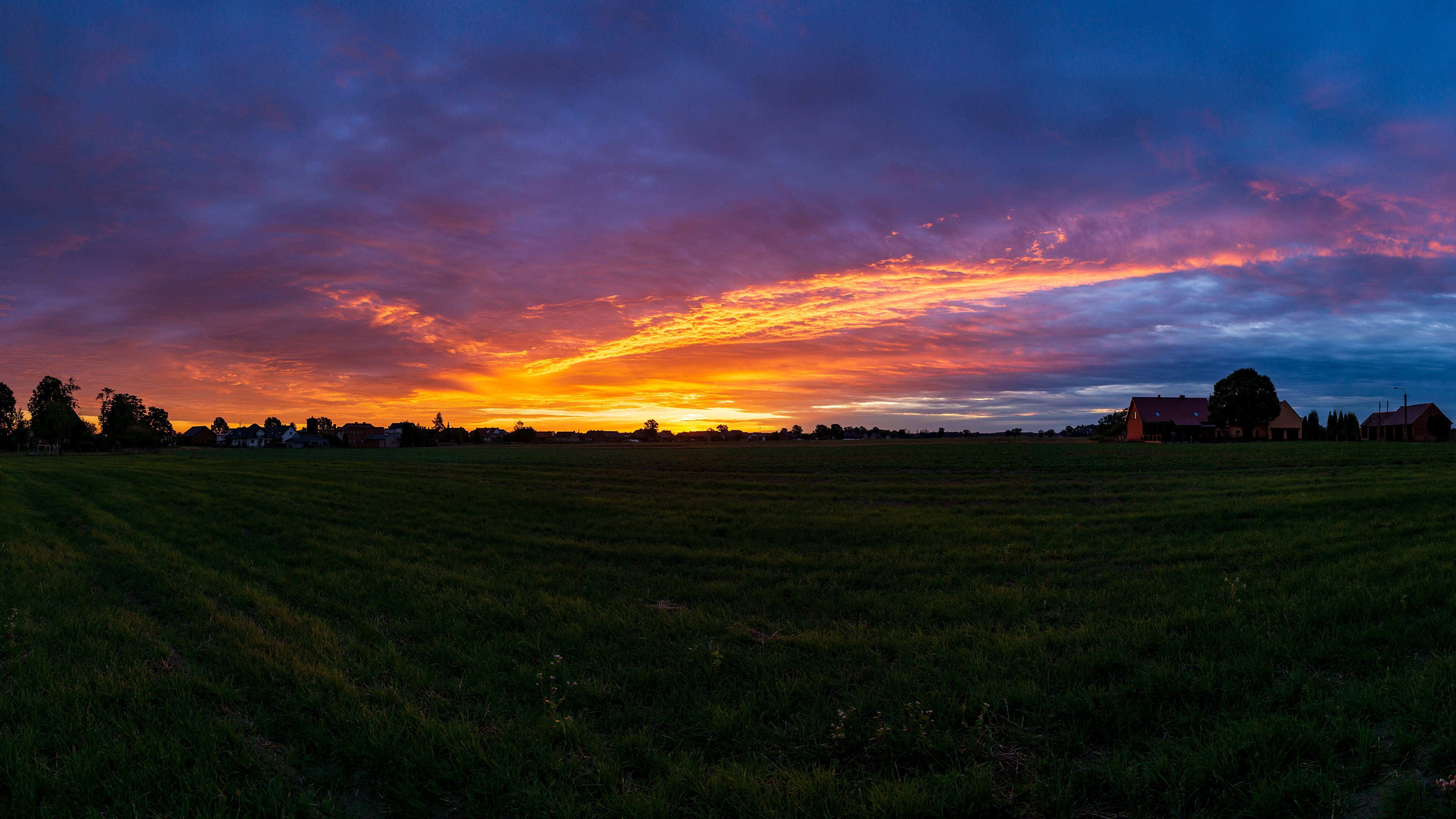 4K Sunrise over Polish Village Landscape HD Wallpaper