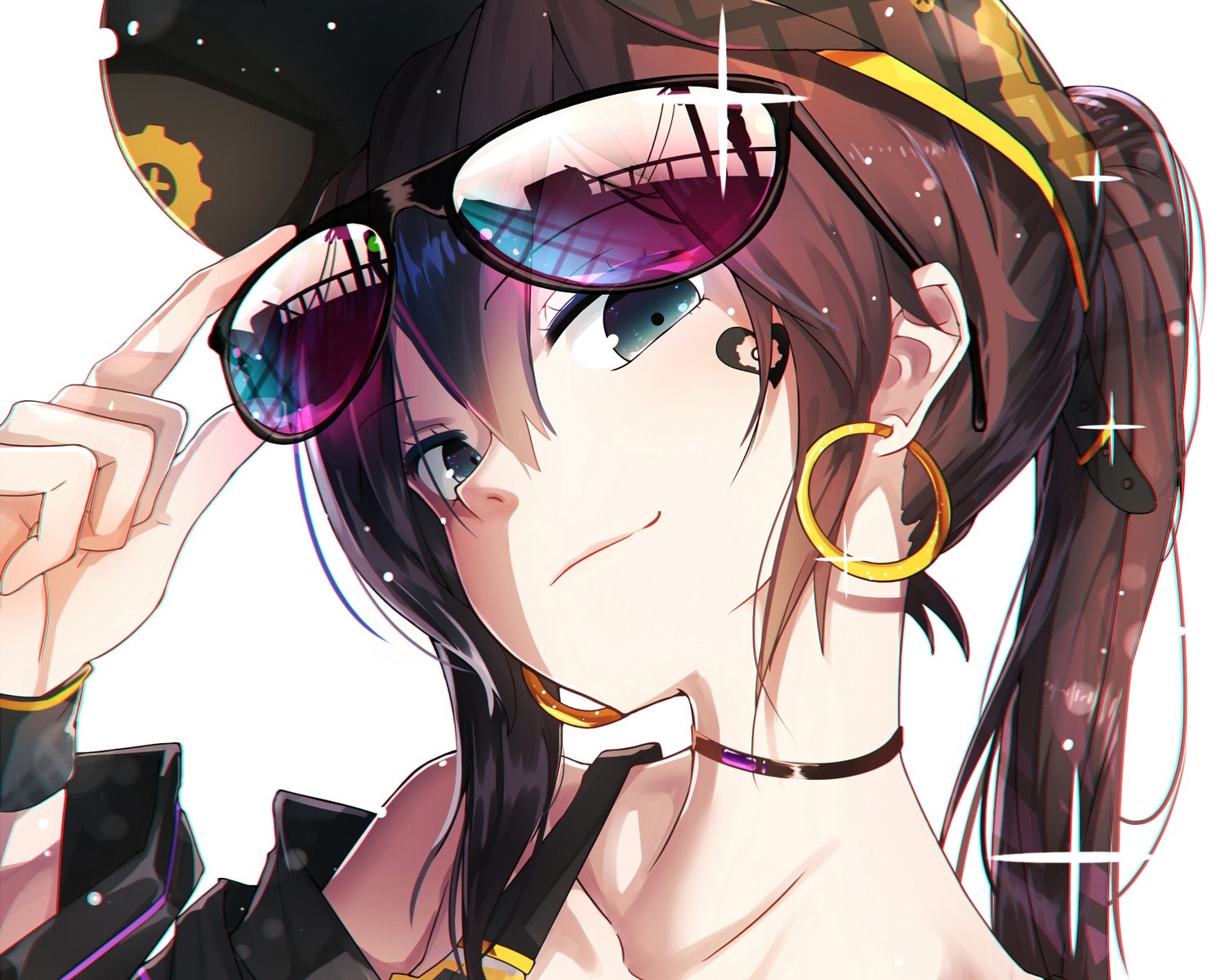 Girl with sunglasses and hat HD Wallpaper