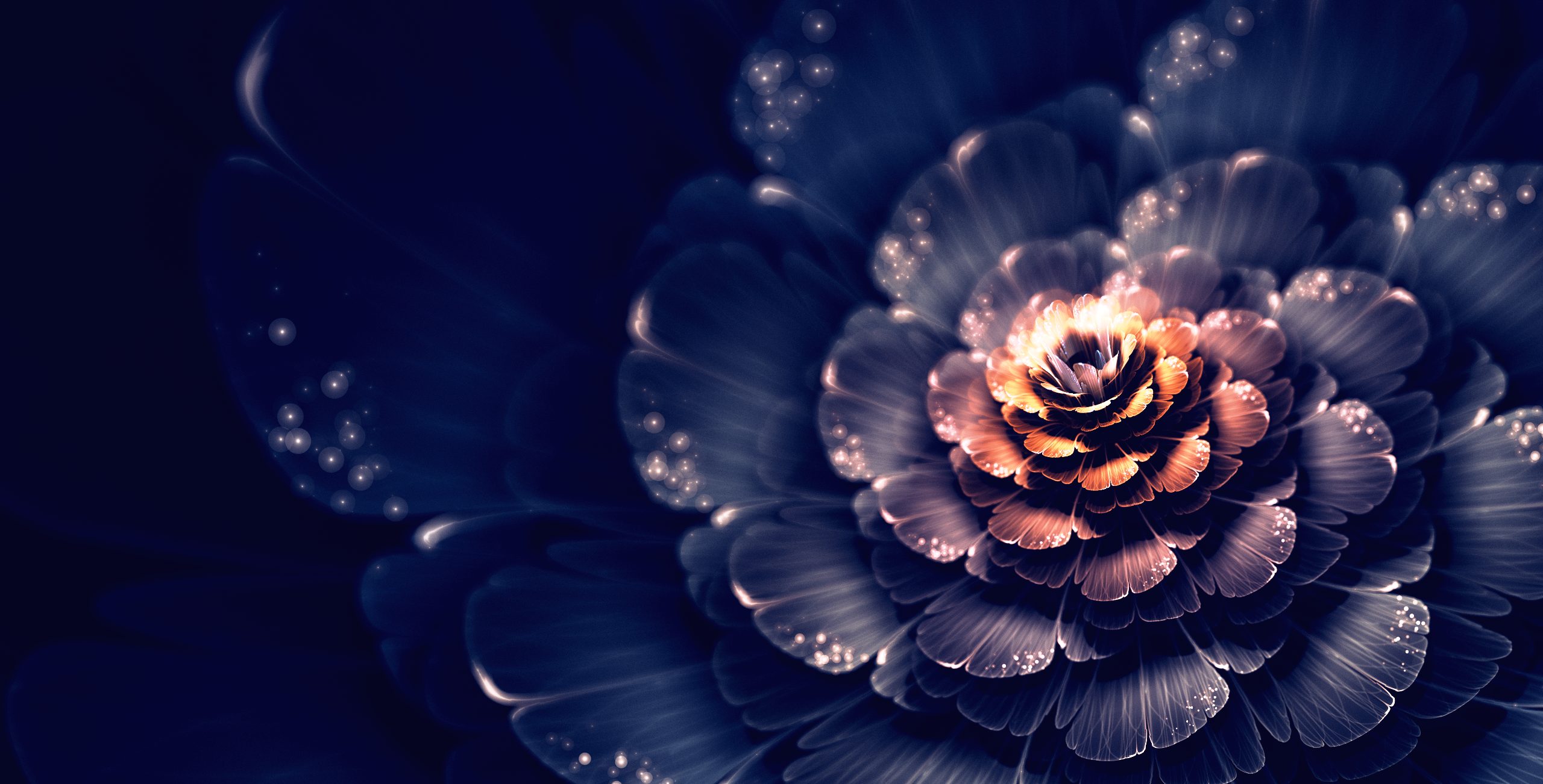 Abstract fractal flower with glowing center HD Wallpaper