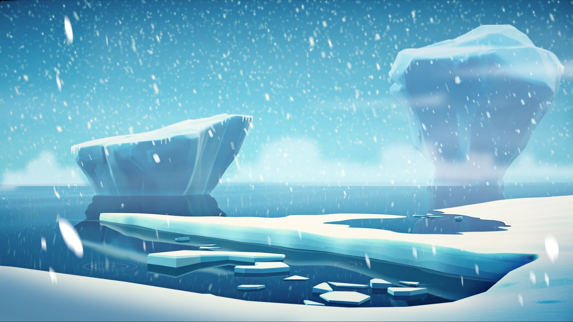 Arctic landscape with icebergs and snow HD Wallpaper