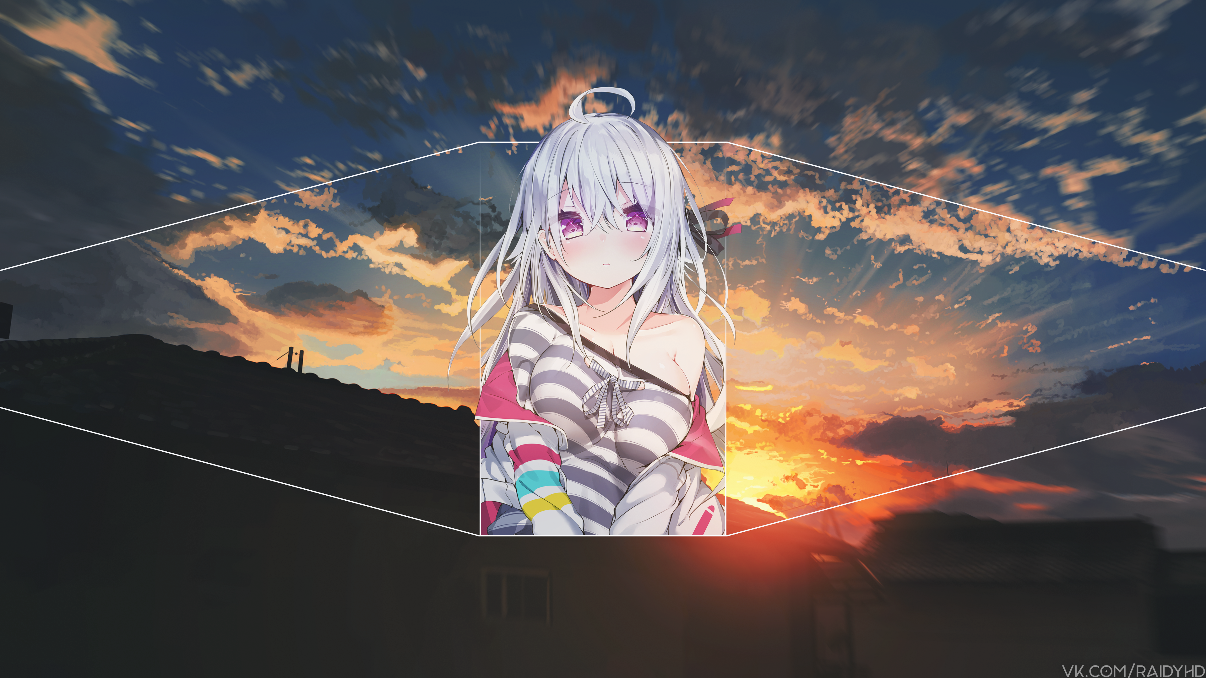 Anime girl with purple eyes and white hair HD Wallpaper