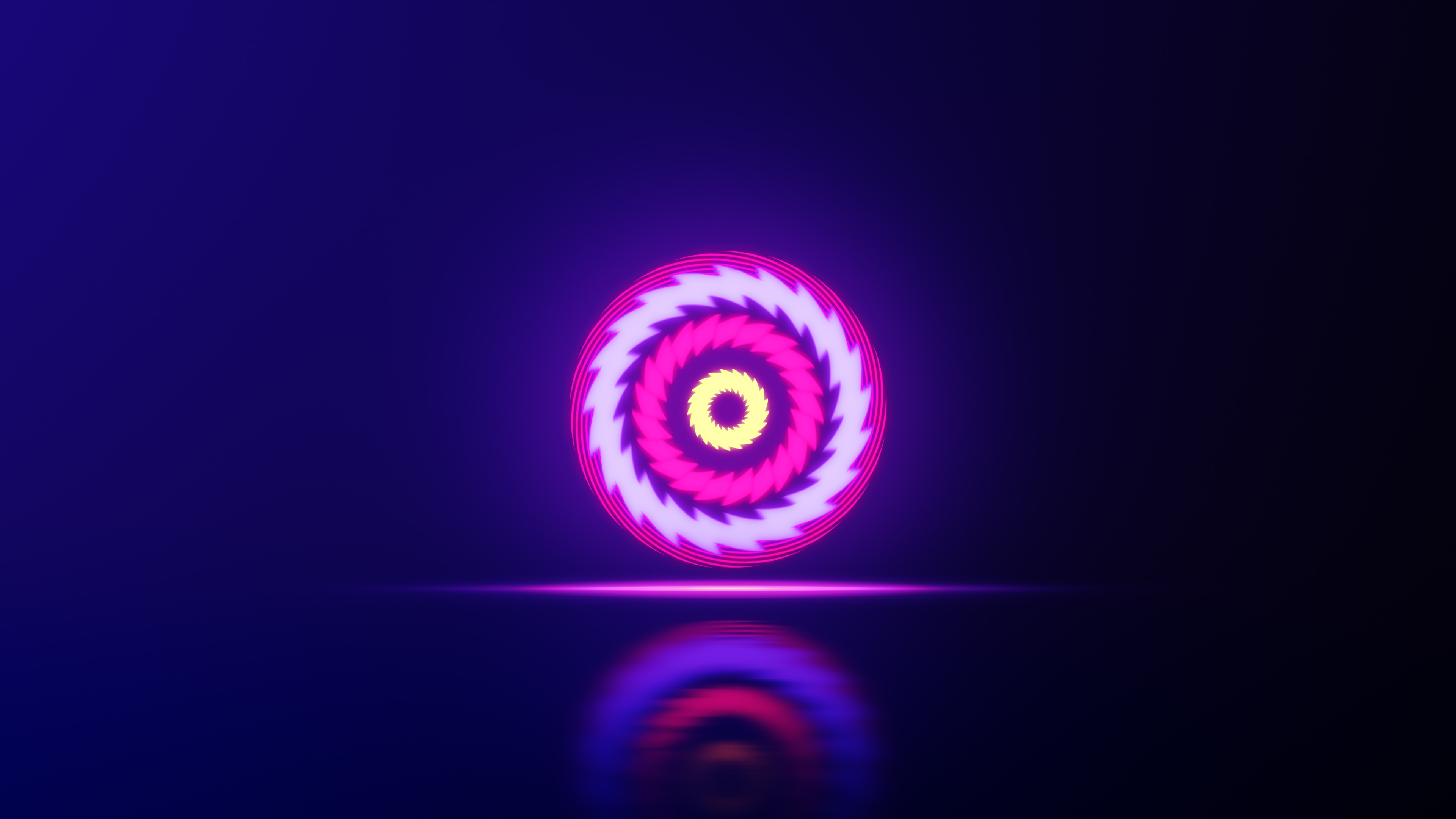 4K Neon Swirling Sphere with Reflection HD Wallpaper