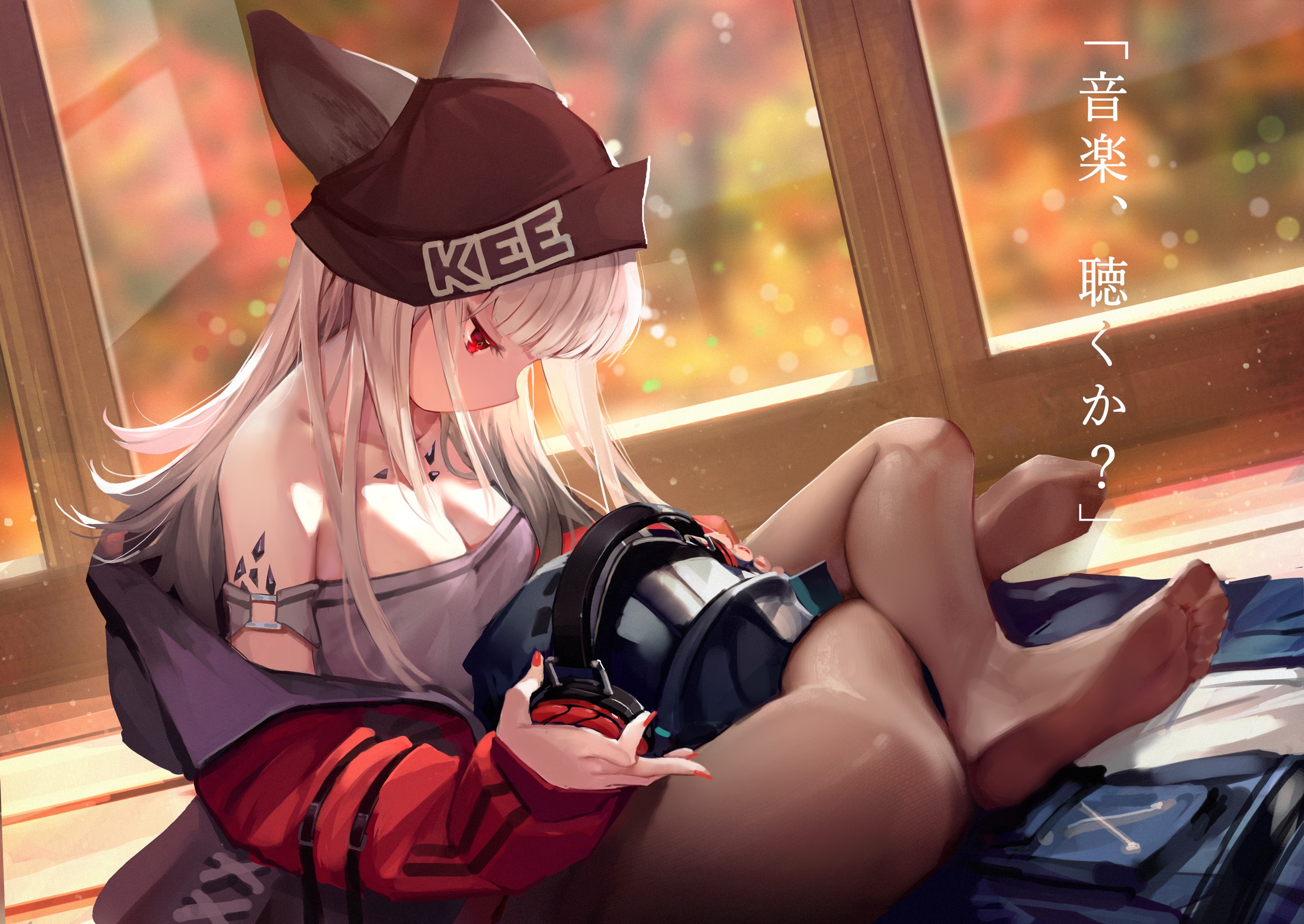 Frostleaf from Arknights with headphones HD Wallpaper