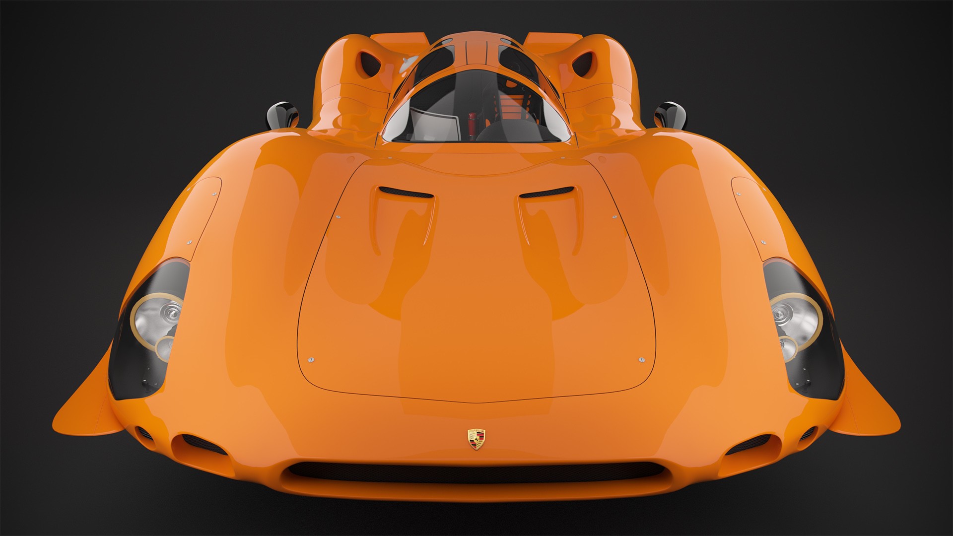 Orange Porsche 908M race car front view HD Wallpaper