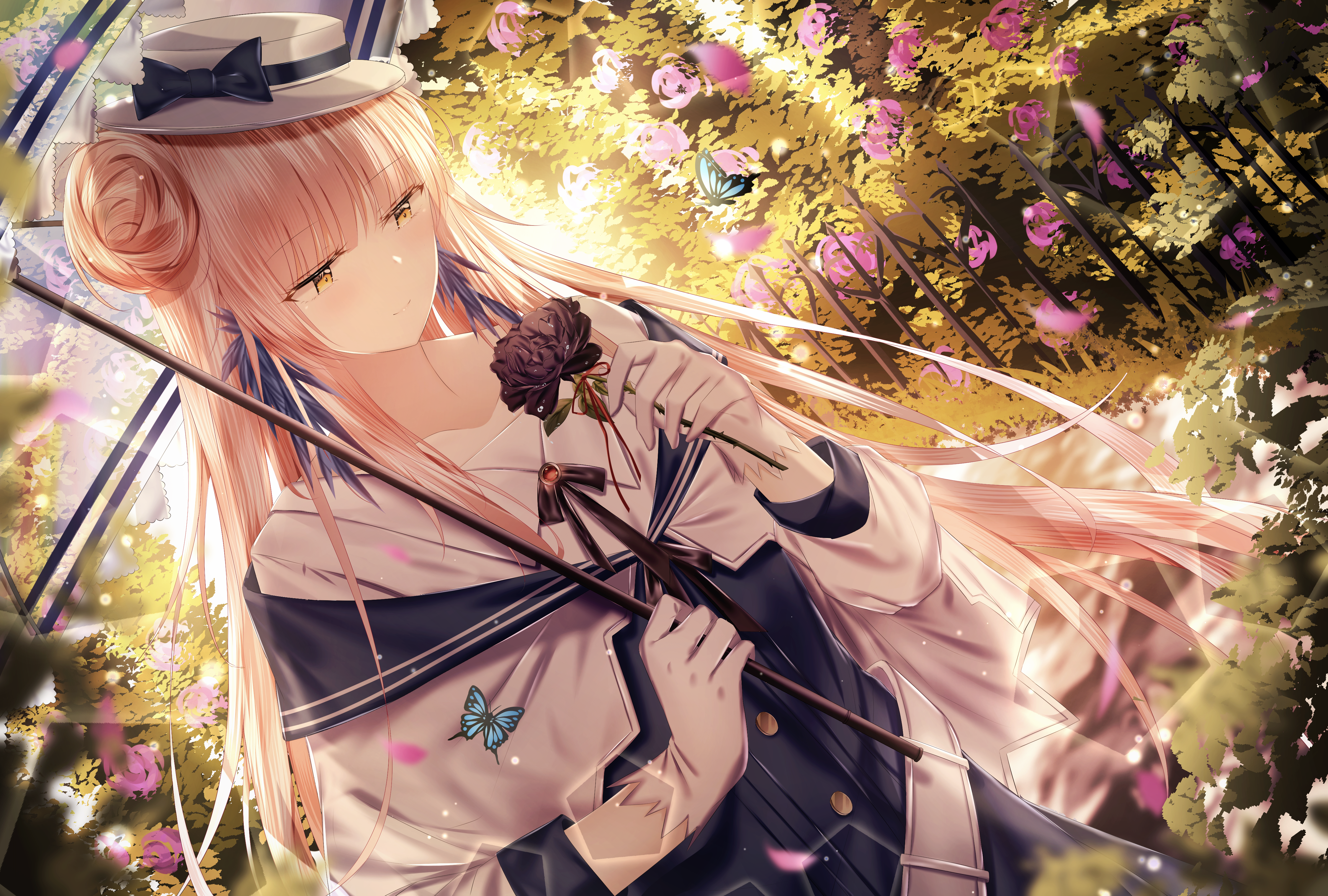 Ceylon from Arknights holding a black rose HD Wallpaper