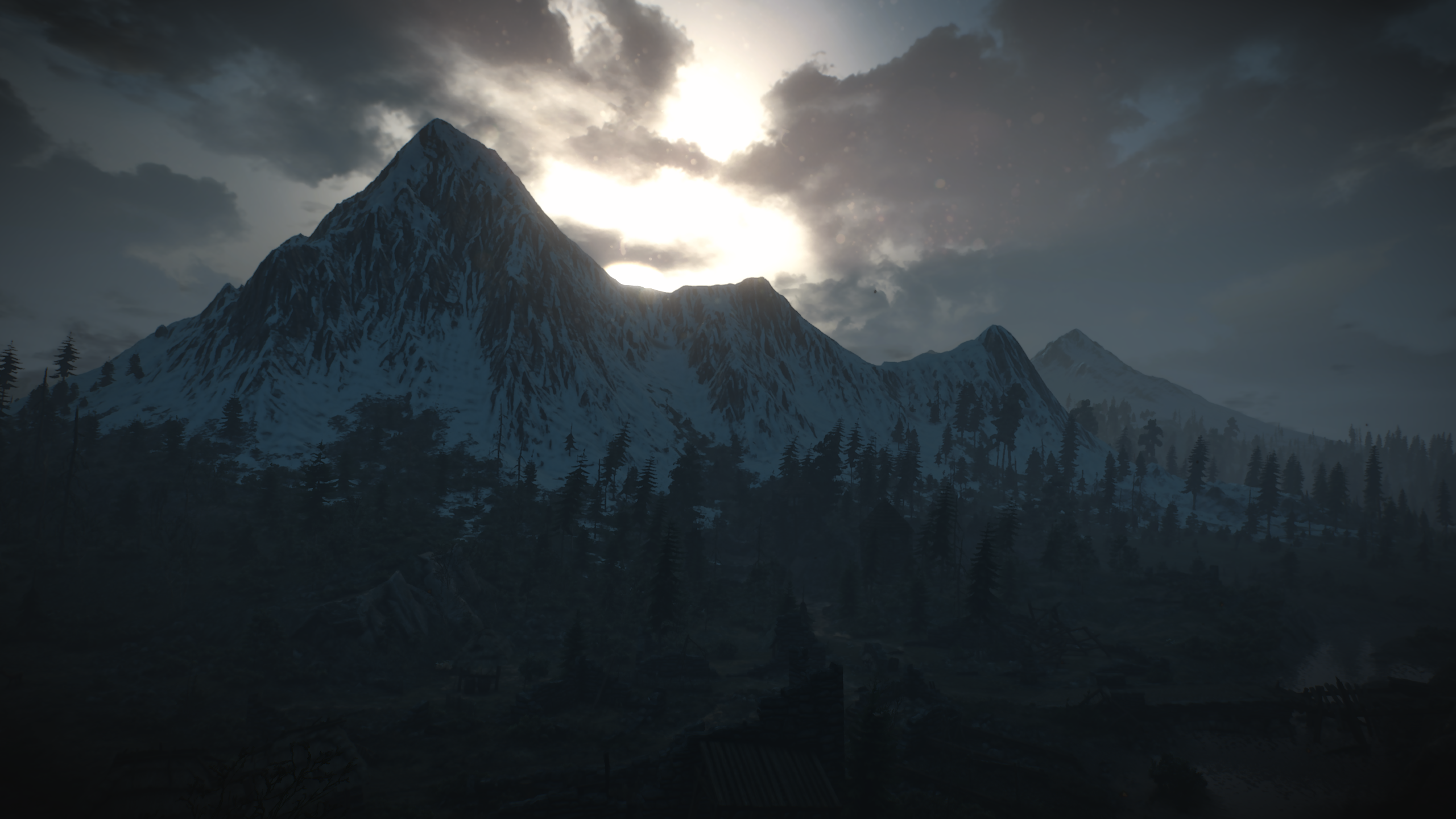 The Witcher 3: Wild Hunt snowy mountain landscape HD Wallpaper