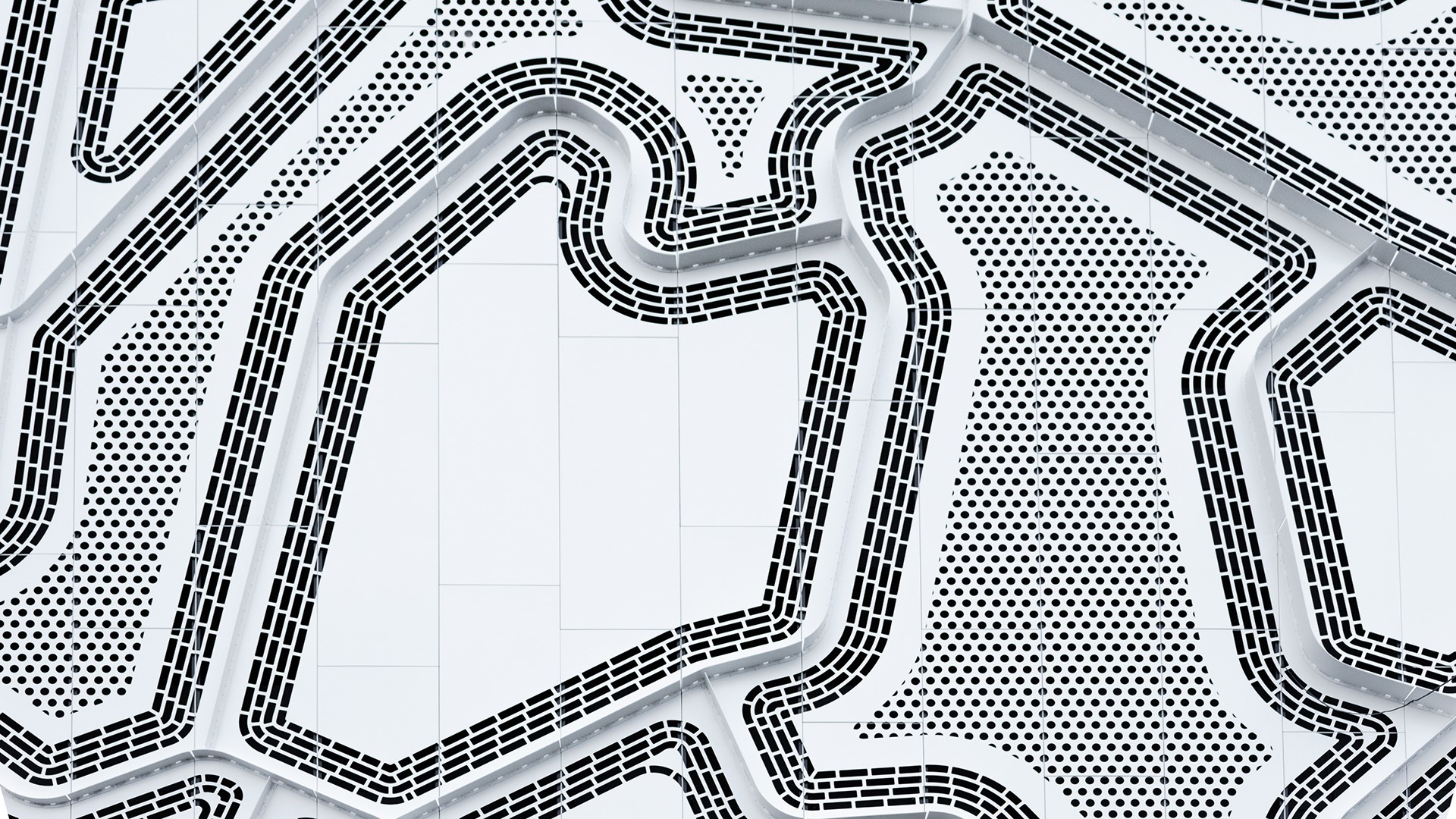 Abstract white and black geometric pattern with lines and dots HD Wallpaper