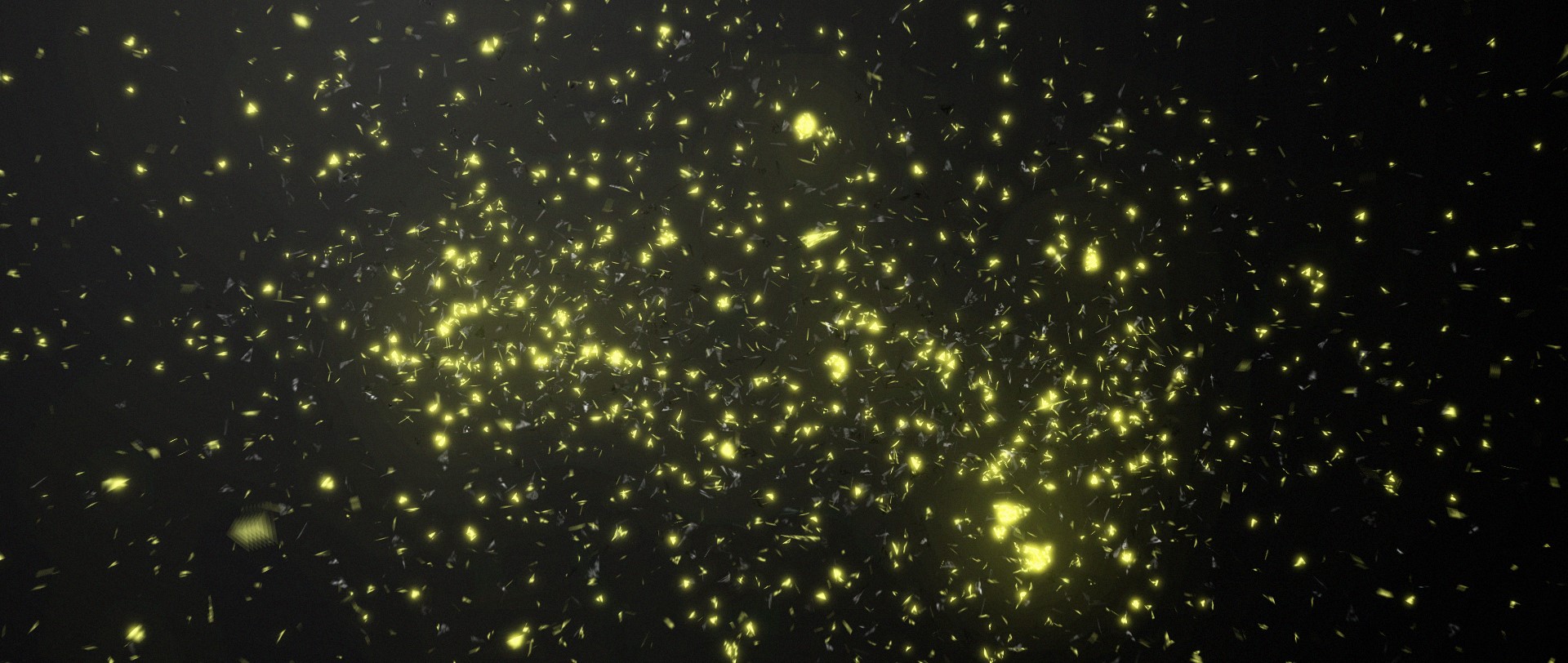 Glowing yellow particles in dark space HD Wallpaper