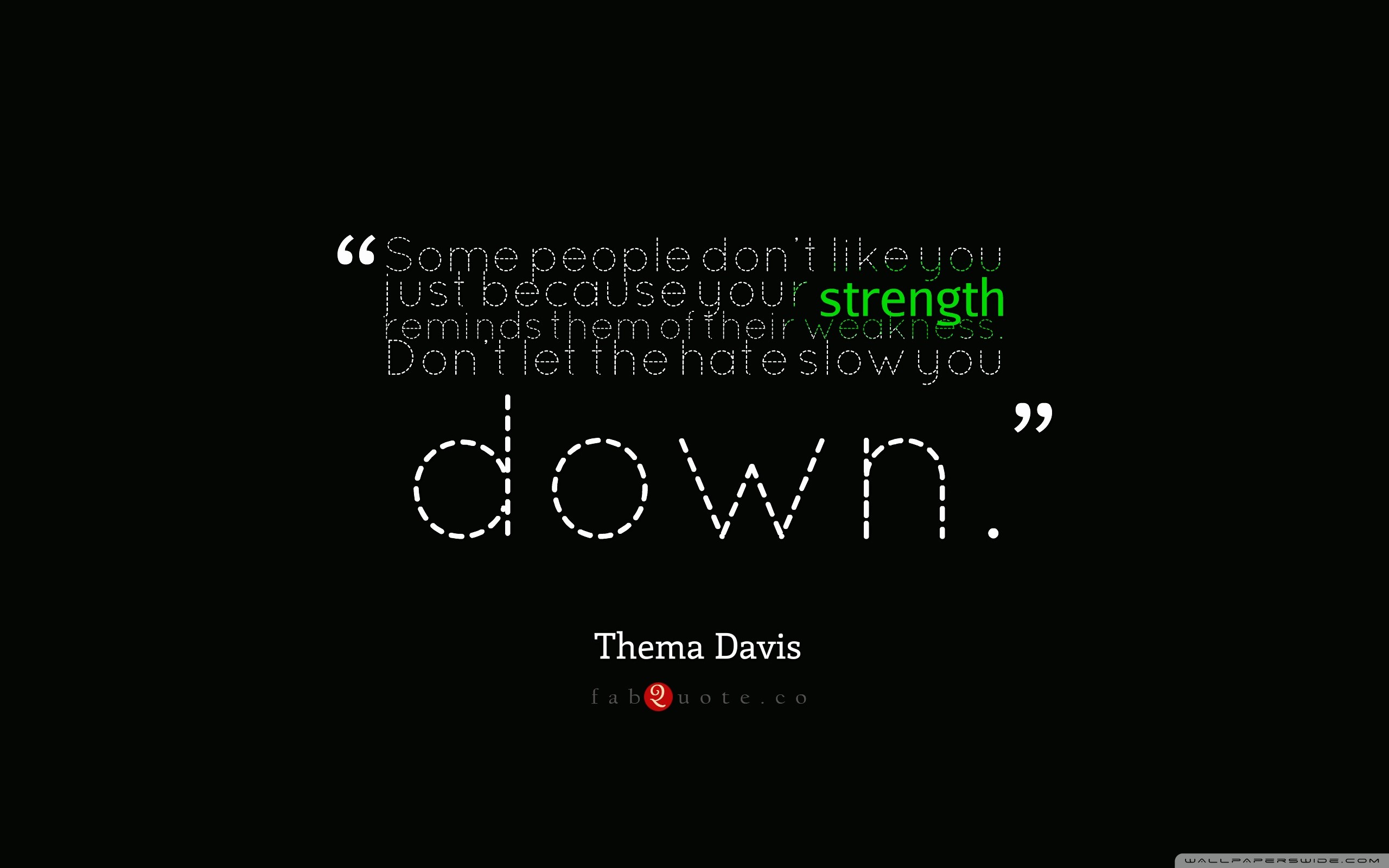 Motivational quote about strength and weakness by Thema Davis HD Wallpaper