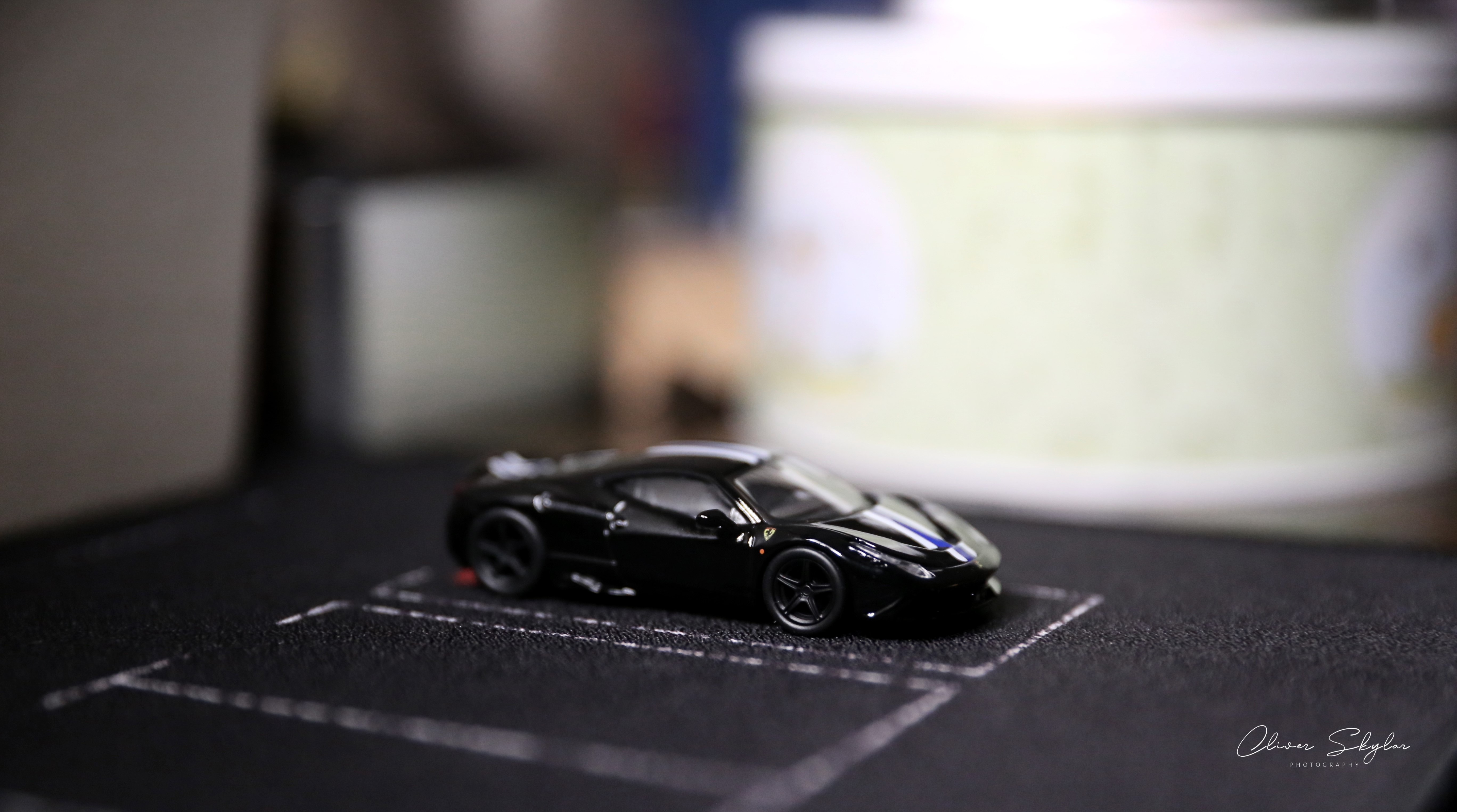 Black Ferrari 458 GT2 toy car HD Wallpaper