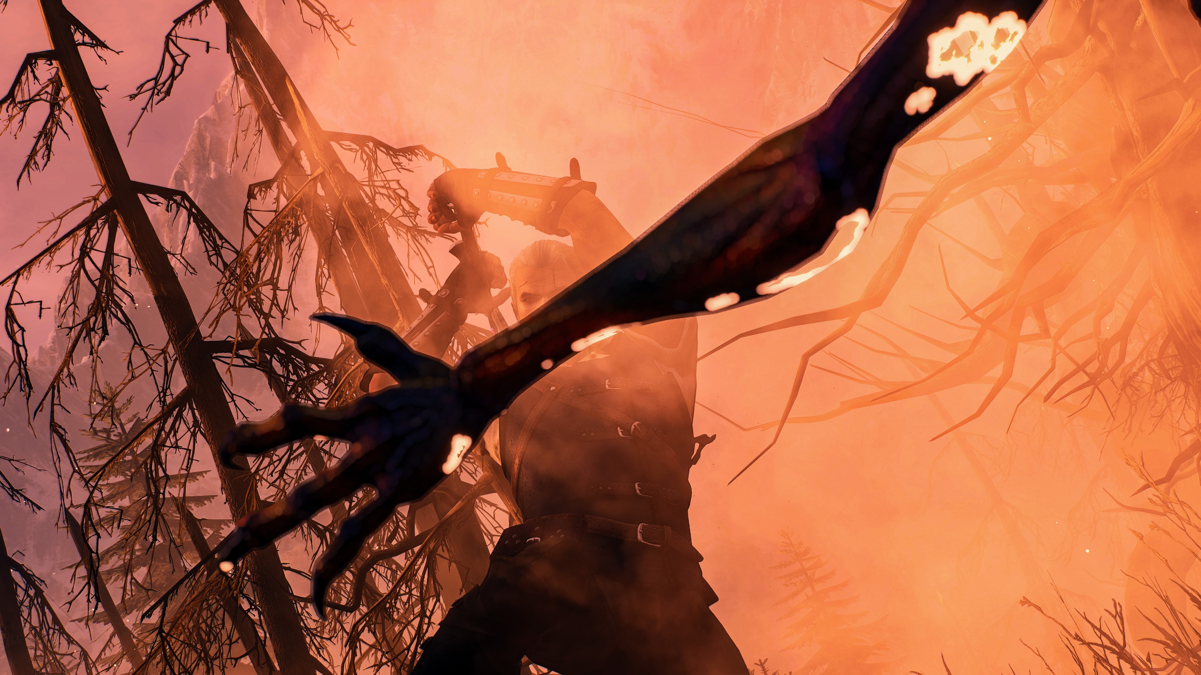Geralt of Rivia fighting a monster in The Witcher 3 HD Wallpaper