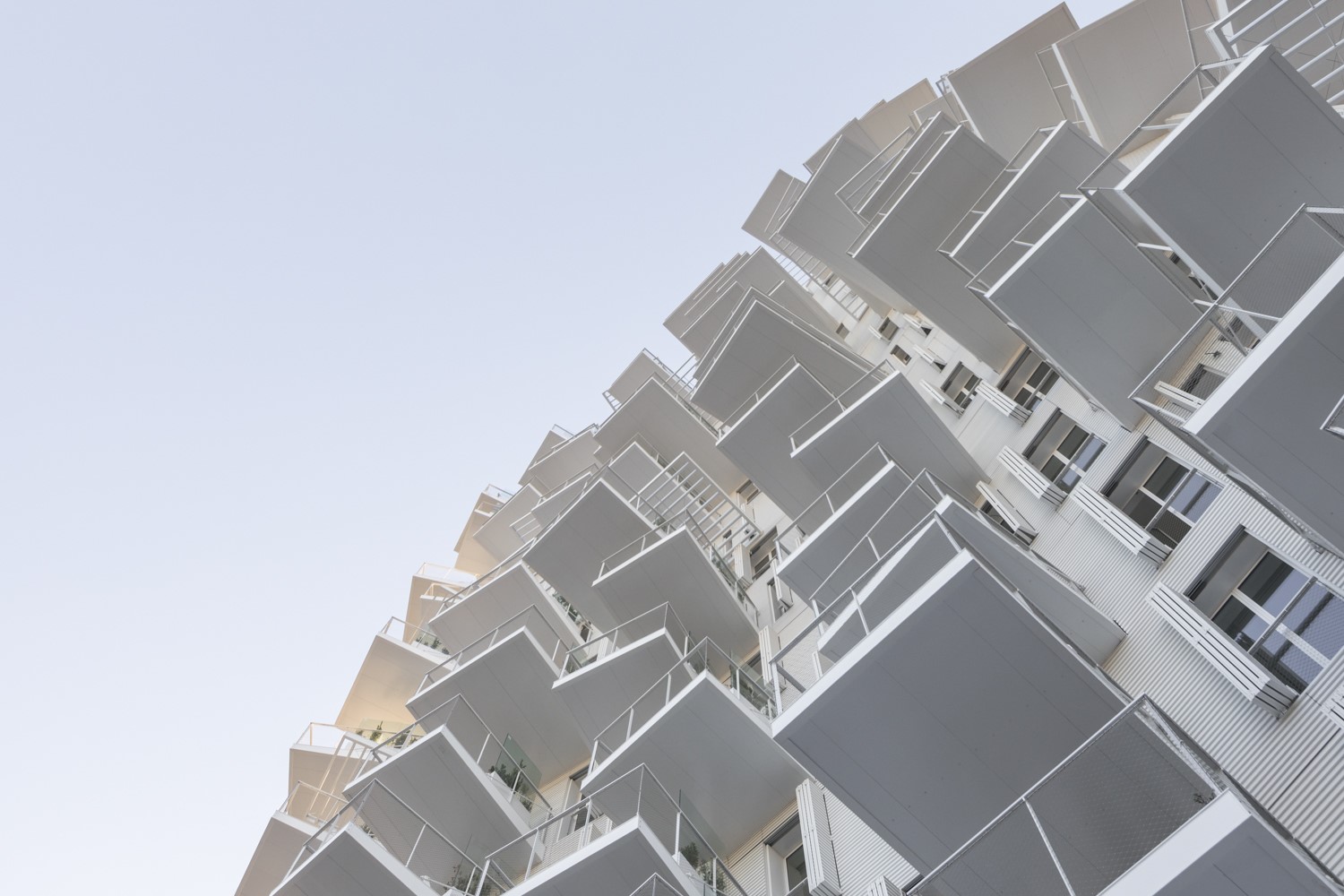 Modern building with balconies, worm's eye view HD Wallpaper