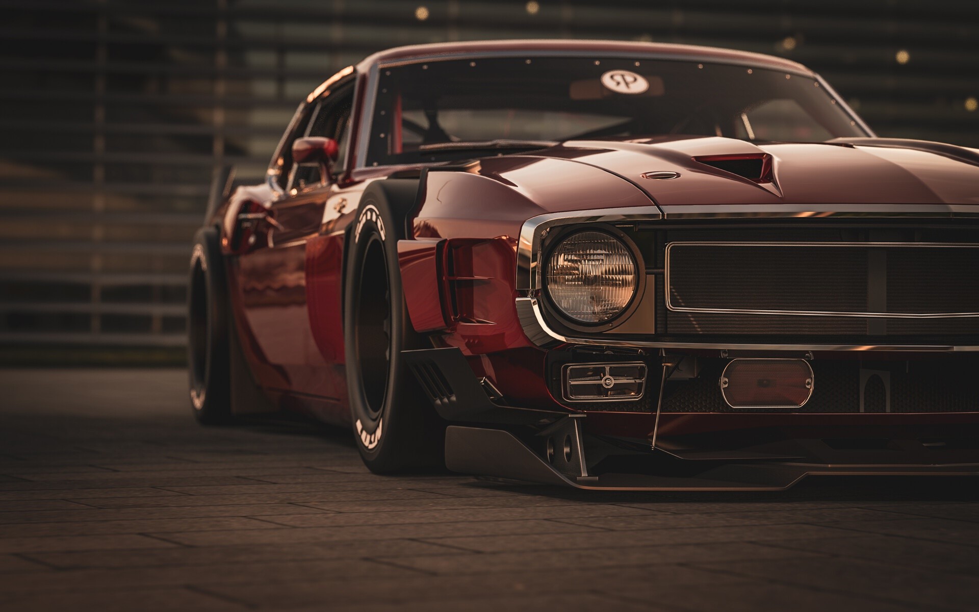 Red Ford Shelby widebody custom car HD Wallpaper