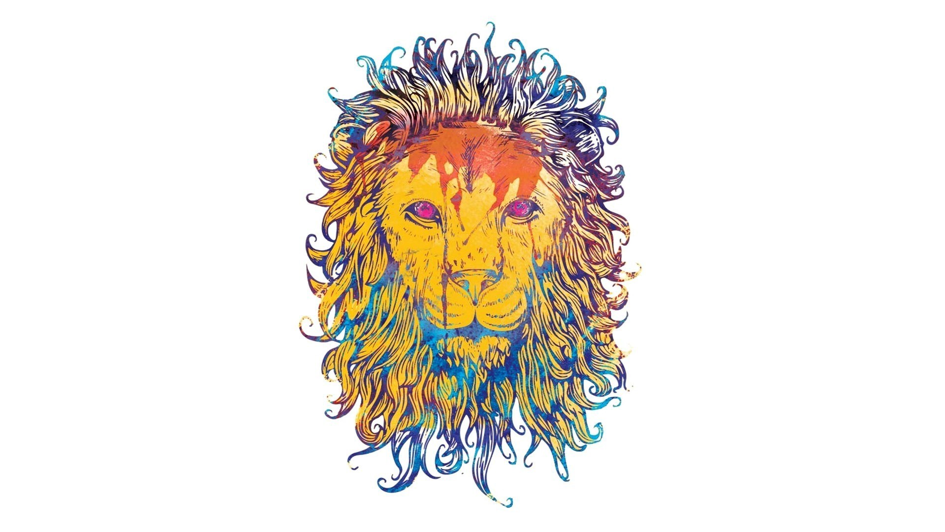 Colorful abstract lion head drawing HD Wallpaper